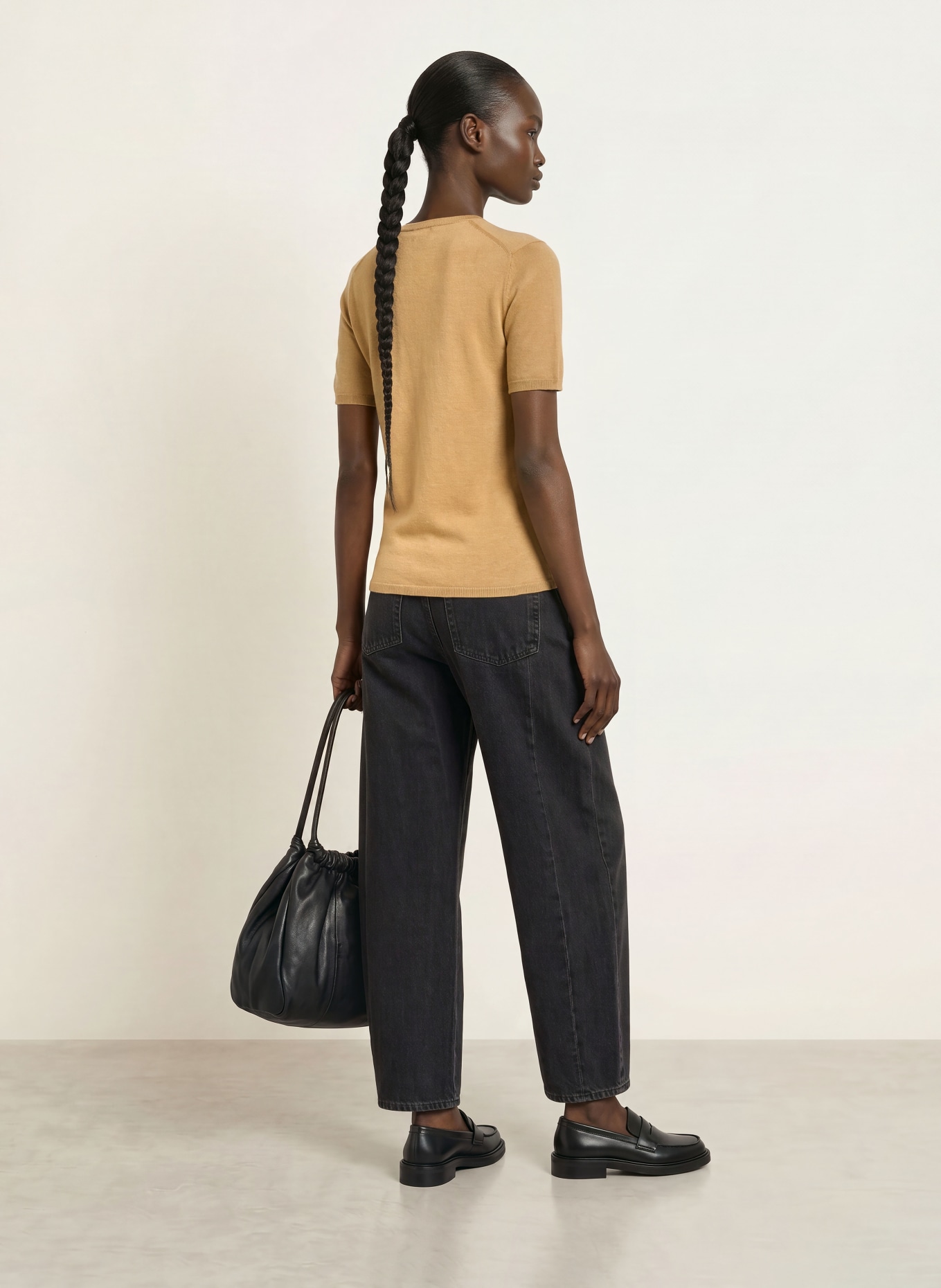 ARKET Gebreid shirt van kasjmier: BEIGE