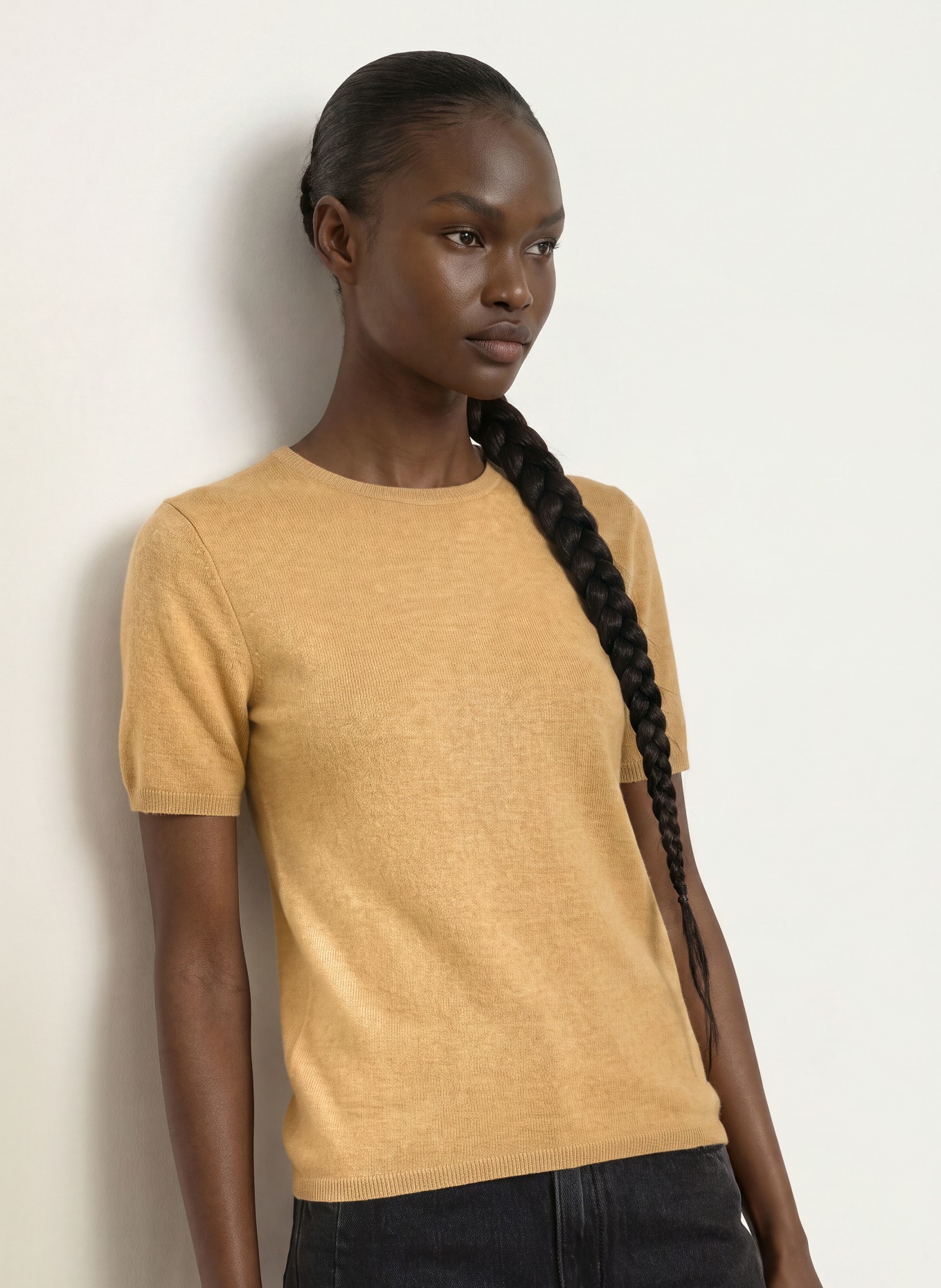 ARKET Gebreid shirt van kasjmier: BEIGE