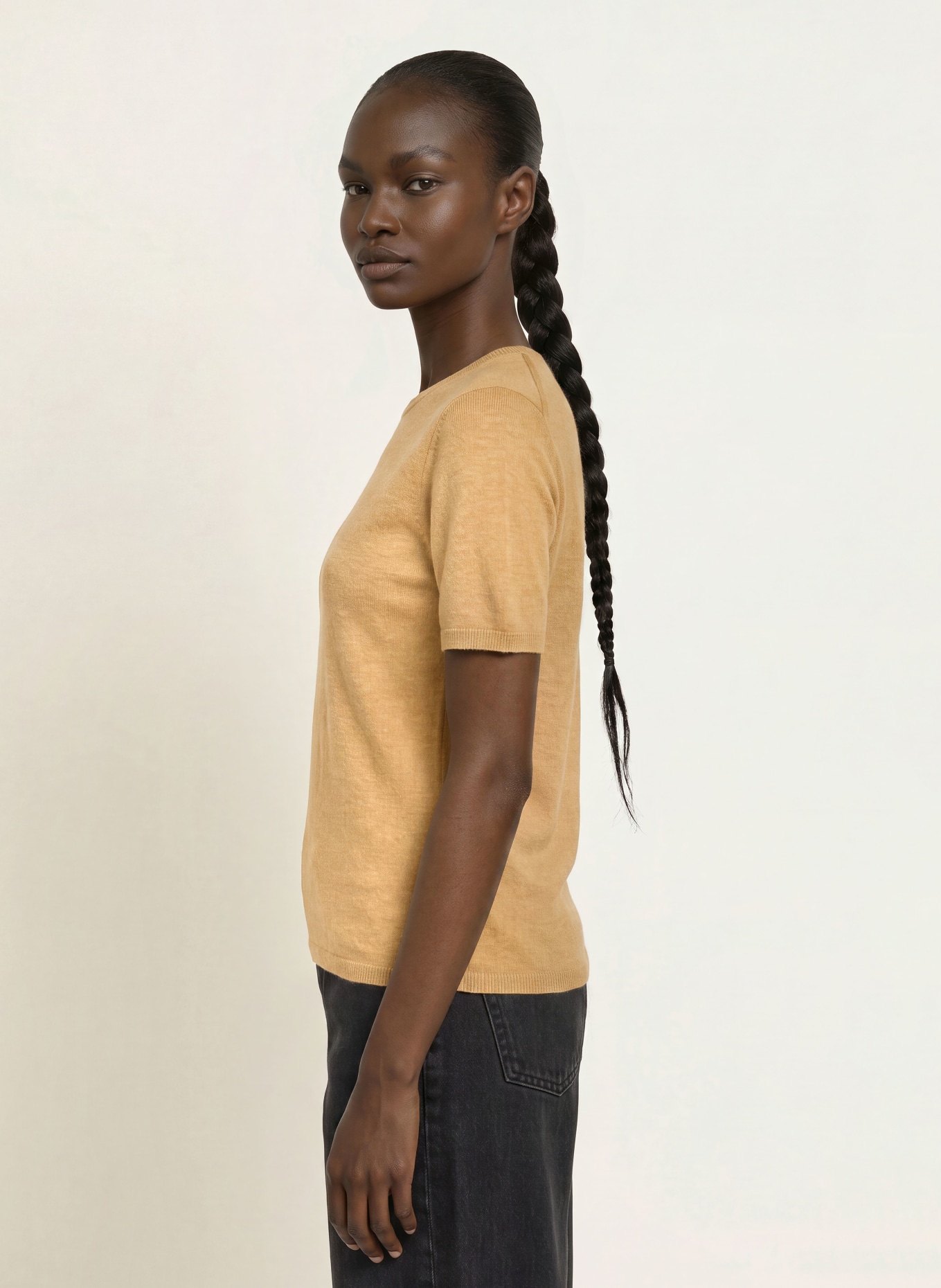 ARKET Gebreid shirt van kasjmier: BEIGE