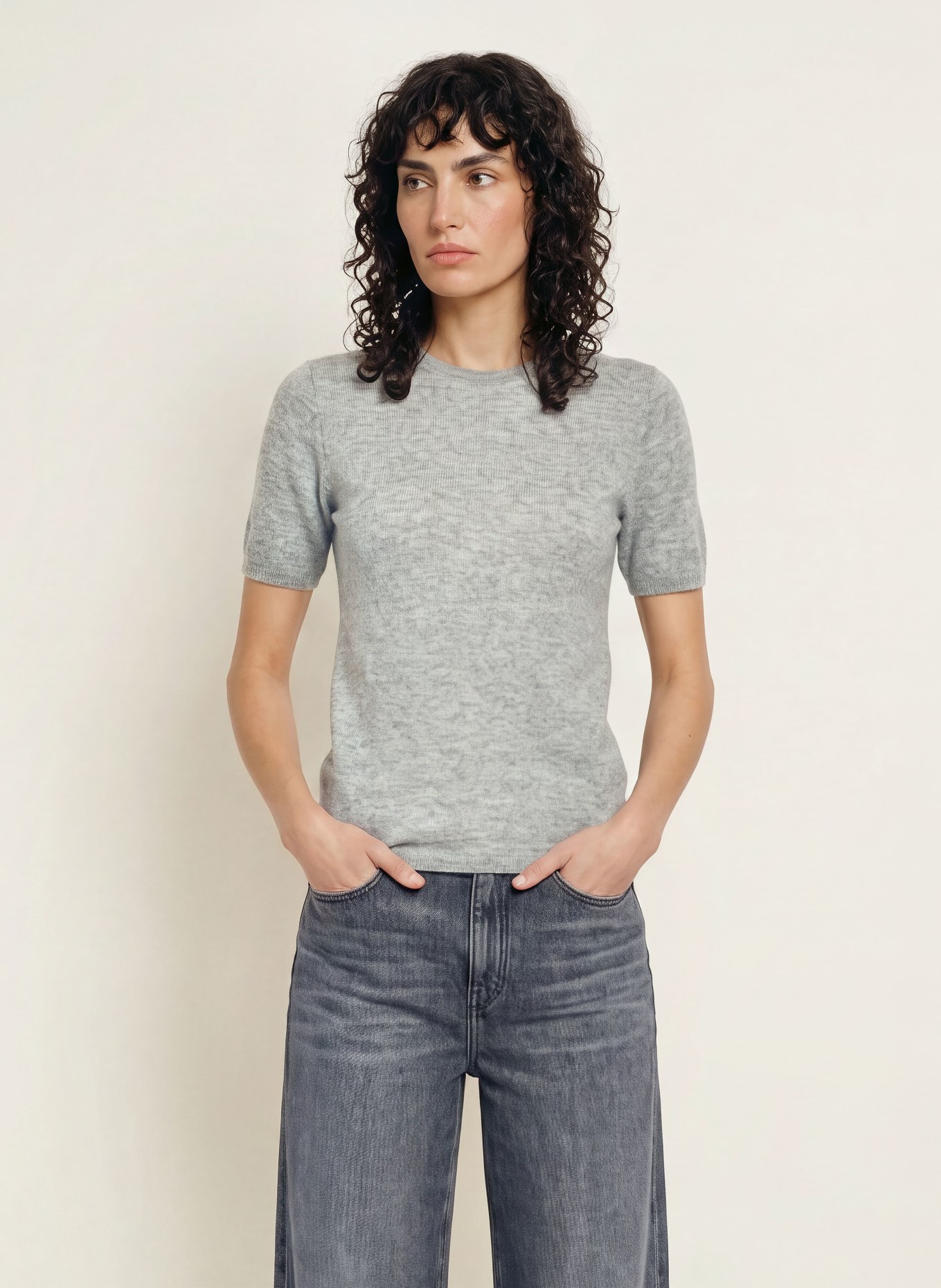 ARKET Gebreid shirt van kasjmier: GRIJS