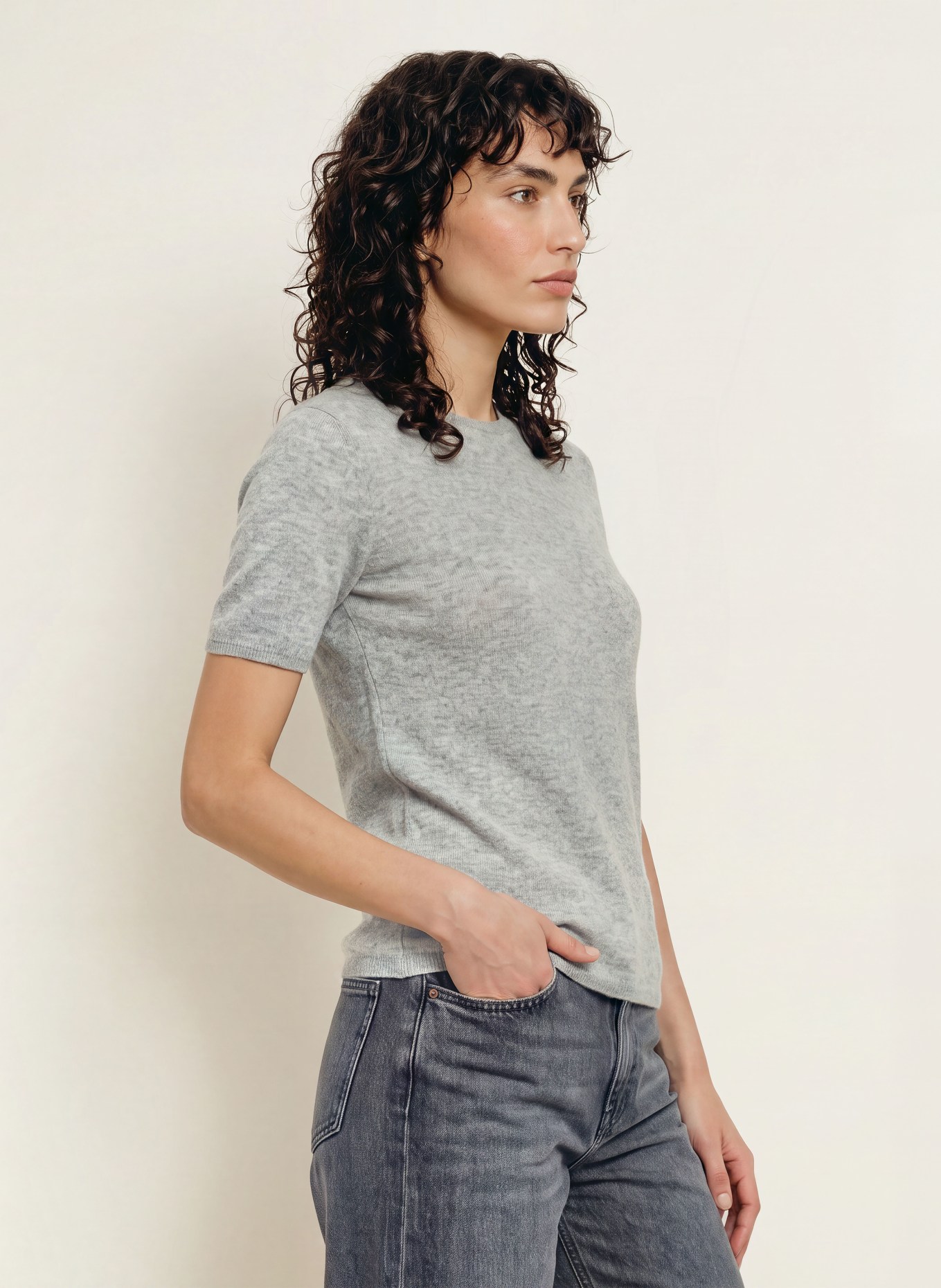ARKET Gebreid shirt van kasjmier: GRIJS