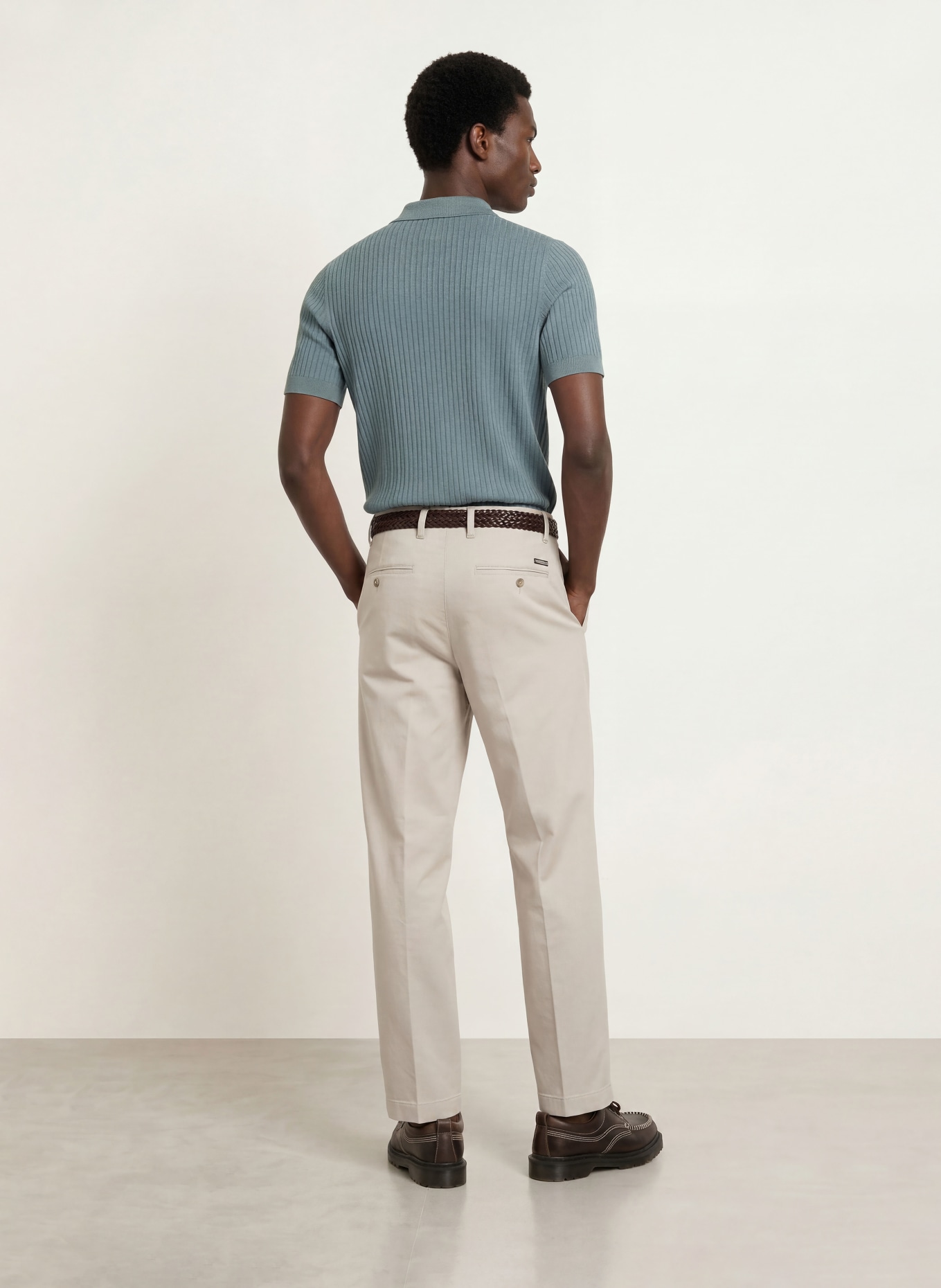 Marc O'Polo Gebreid poloshirt: BLAUWGRIJS