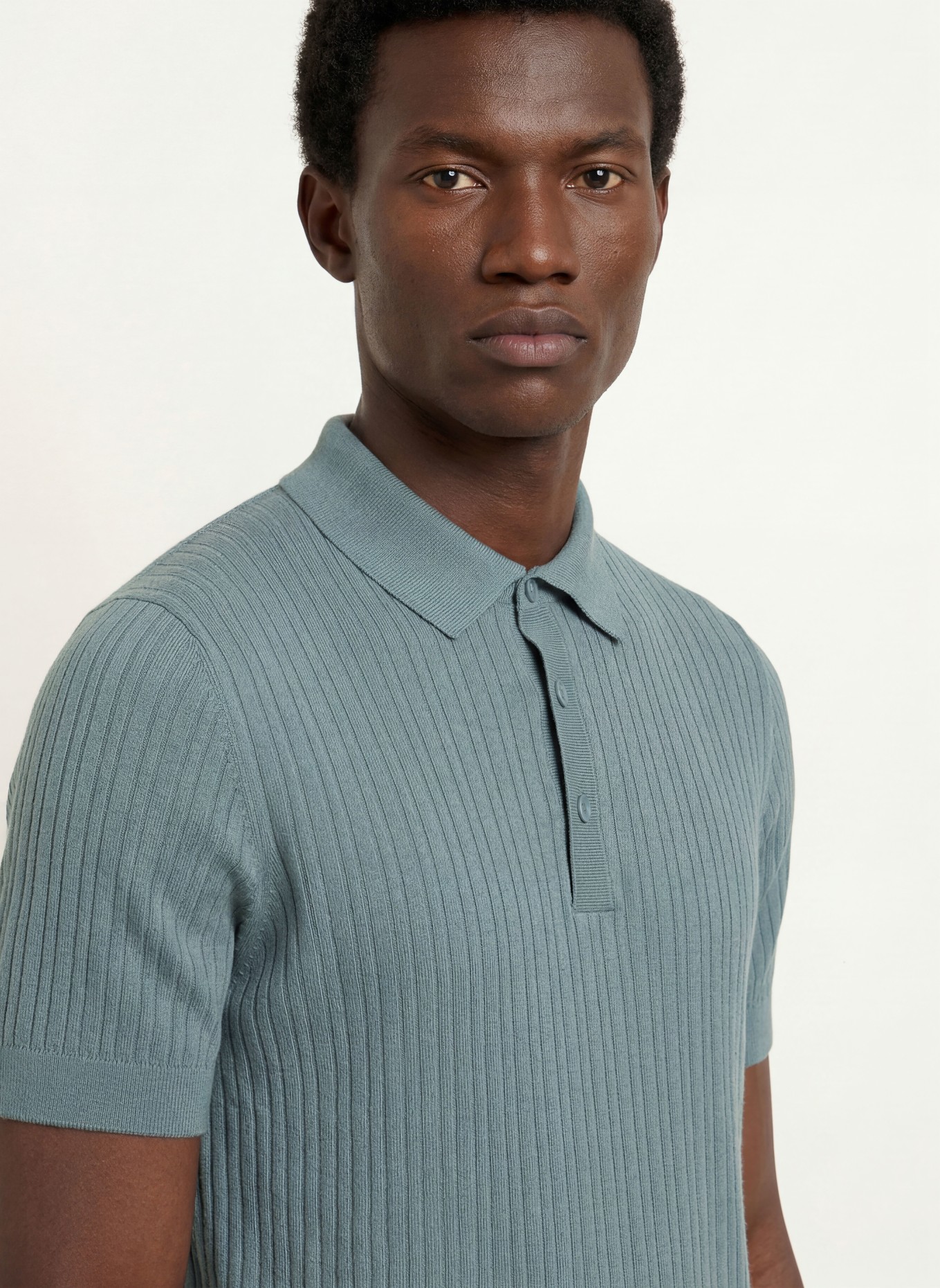Marc O'Polo Gebreid poloshirt: BLAUWGRIJS