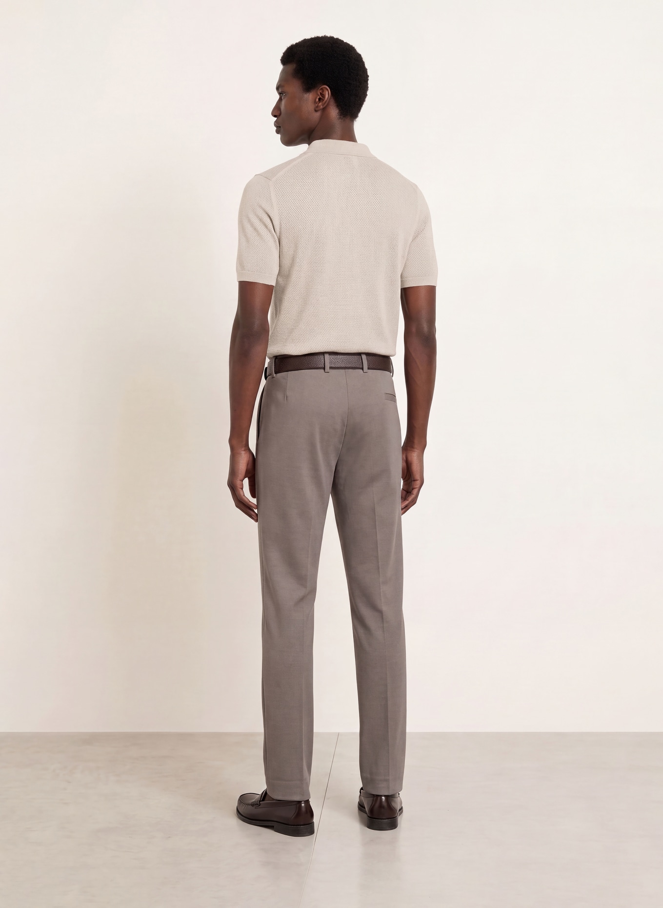 REISS DUCHIE Knit polo shirt made of merino wool: LIGHT GRAY