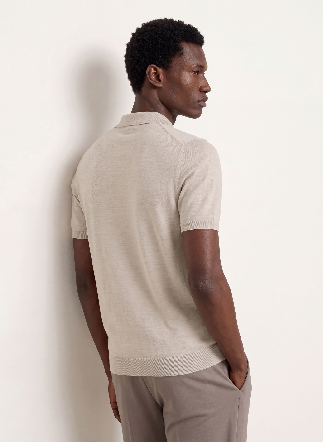 REISS DUCHIE Knit polo shirt made of merino wool: LIGHT GRAY
