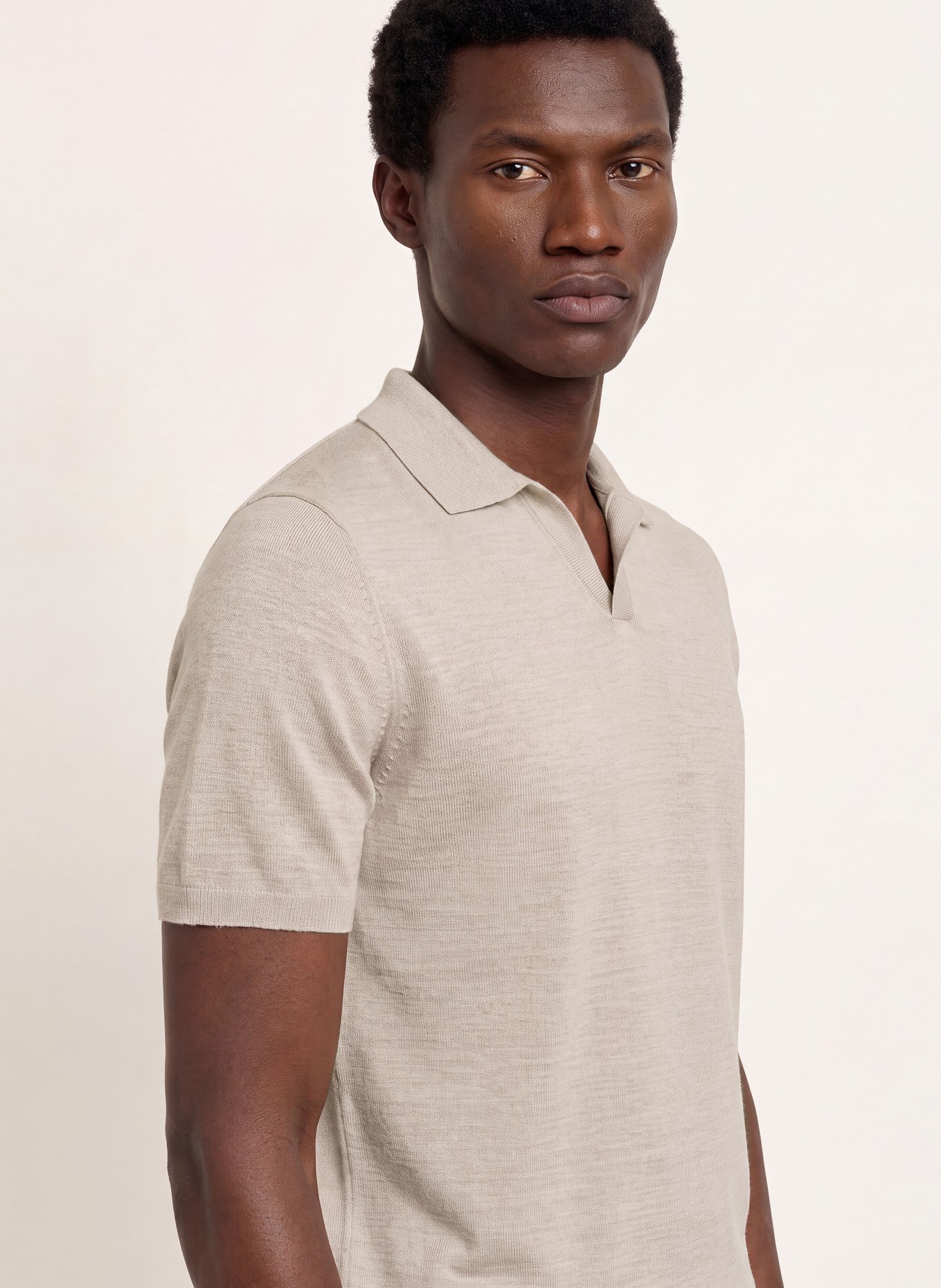 REISS DUCHIE Knit polo shirt made of merino wool: LIGHT GRAY