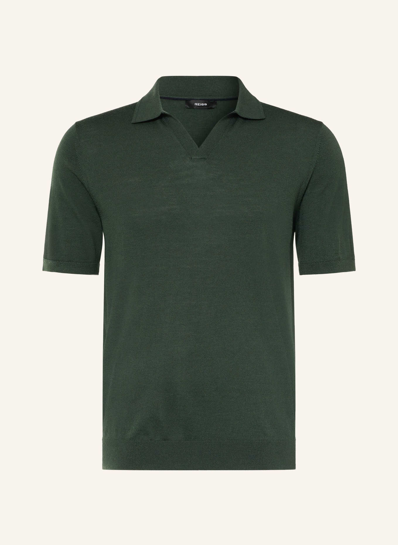 REISS Strick-Poloshirt DUCHIE aus Merinowolle: DUNKELGRÜN
