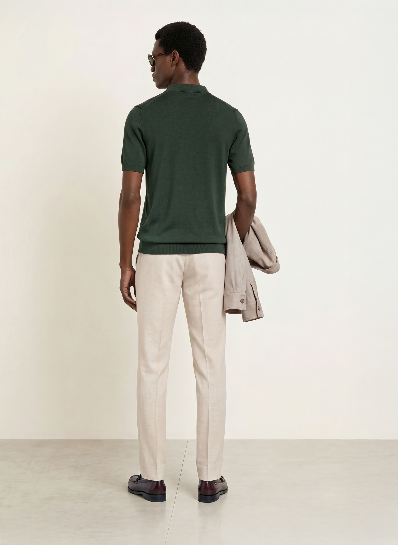 REISS Strick-Poloshirt DUCHIE aus Merinowolle: DUNKELGRÜN