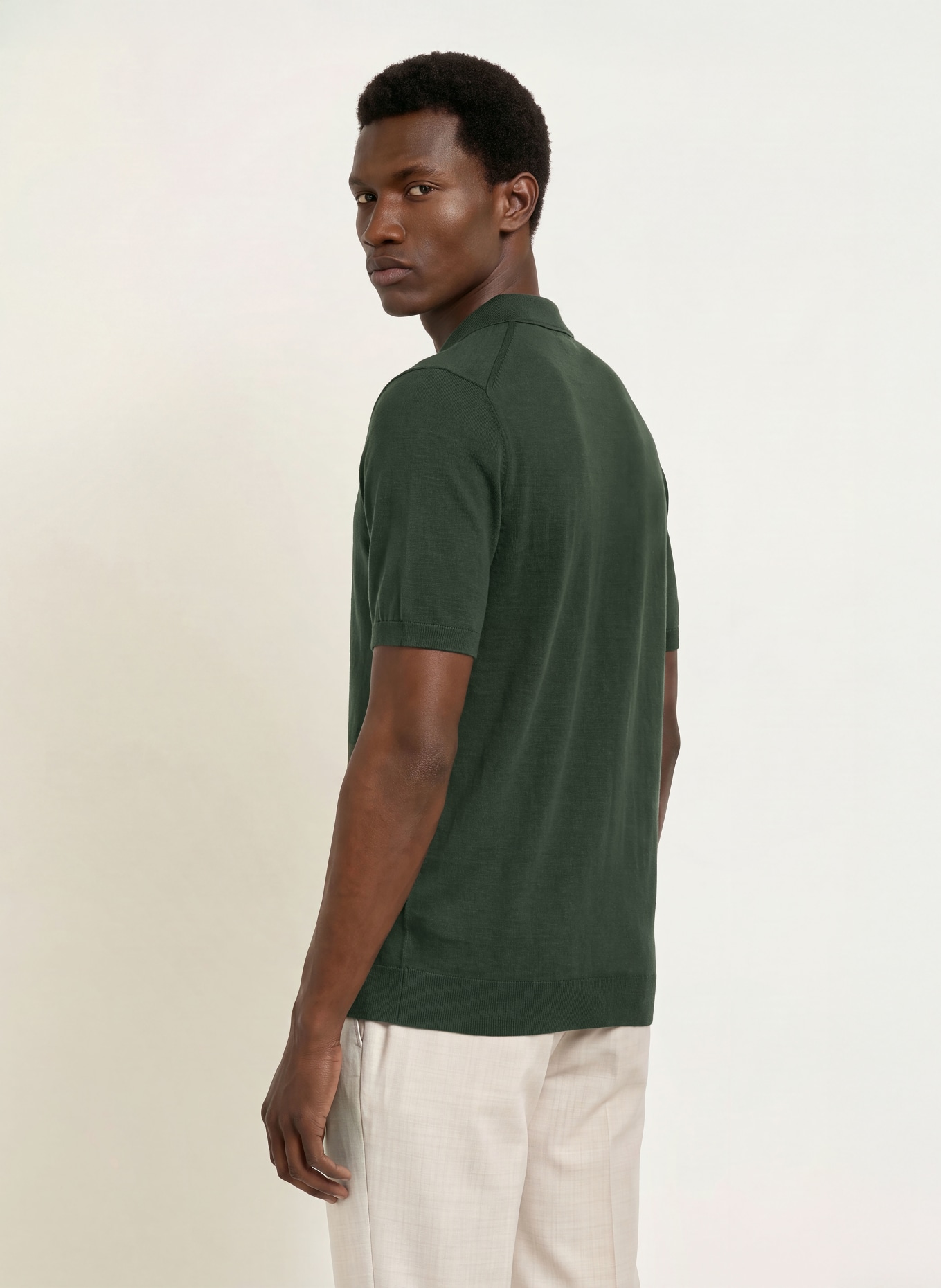 REISS Strick-Poloshirt DUCHIE aus Merinowolle: DUNKELGRÜN