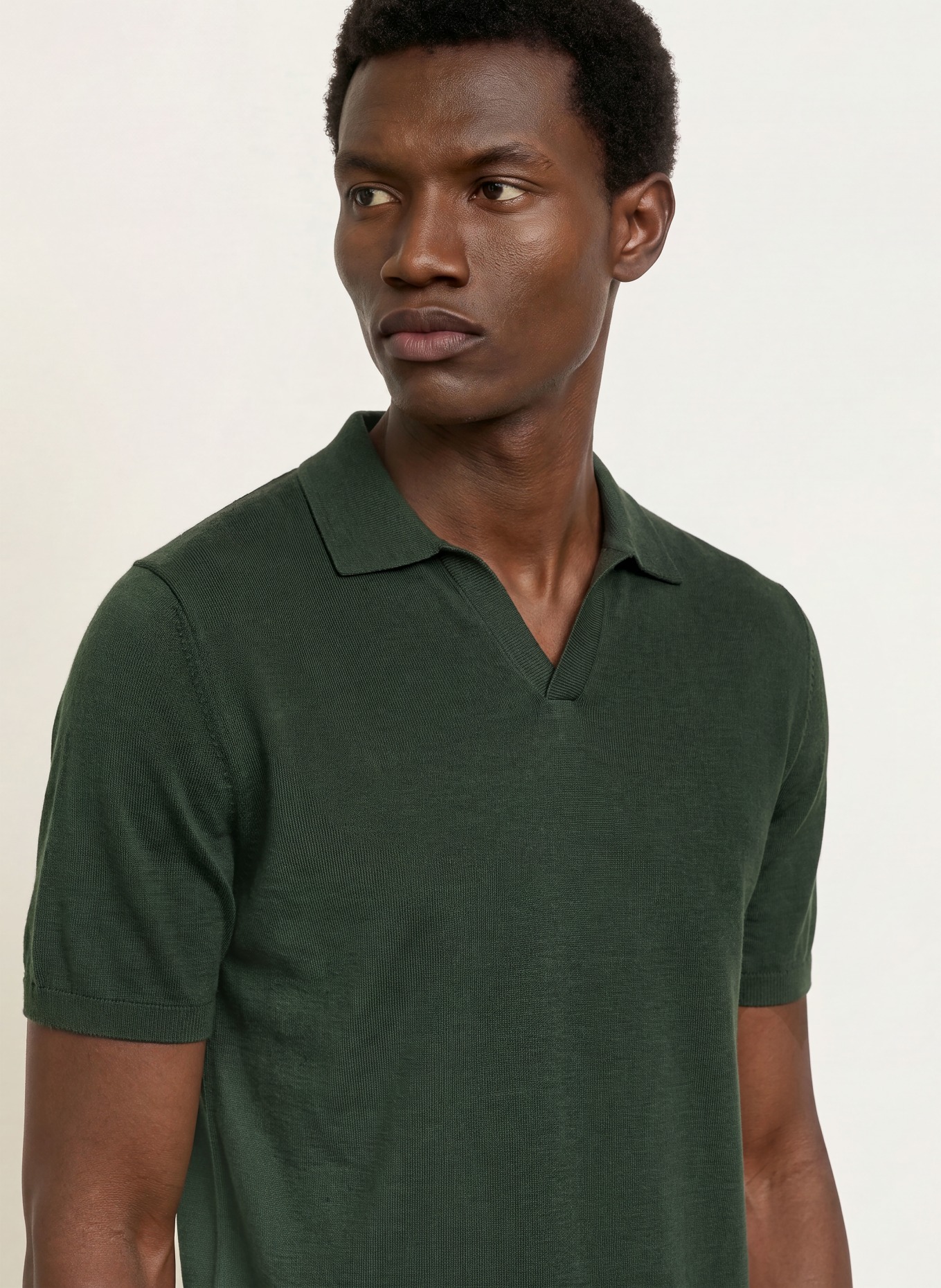 REISS Strick-Poloshirt DUCHIE aus Merinowolle: DUNKELGRÜN