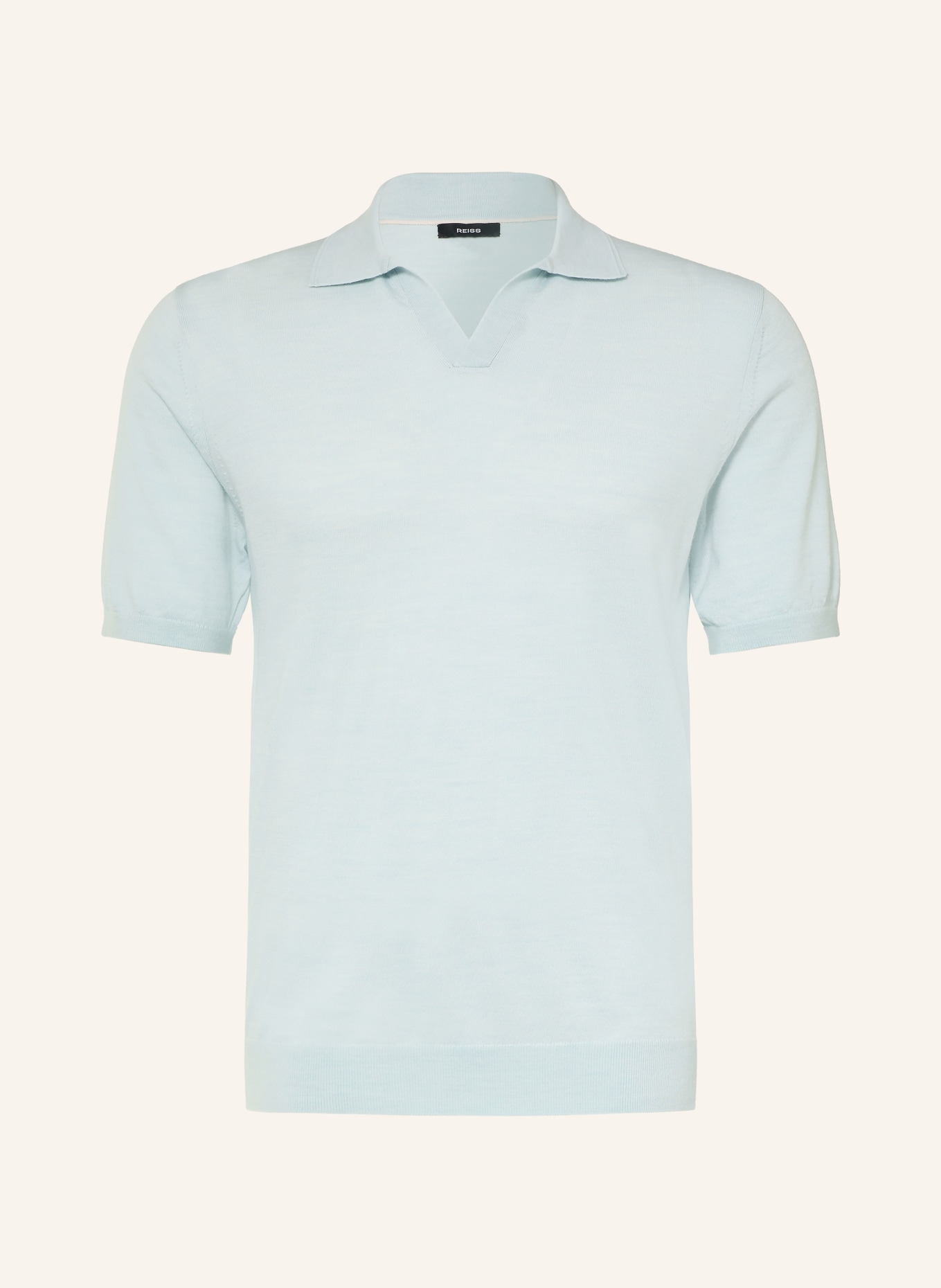 REISS Strick-Poloshirt DUCHIE aus Merinowolle: HELLGRAU