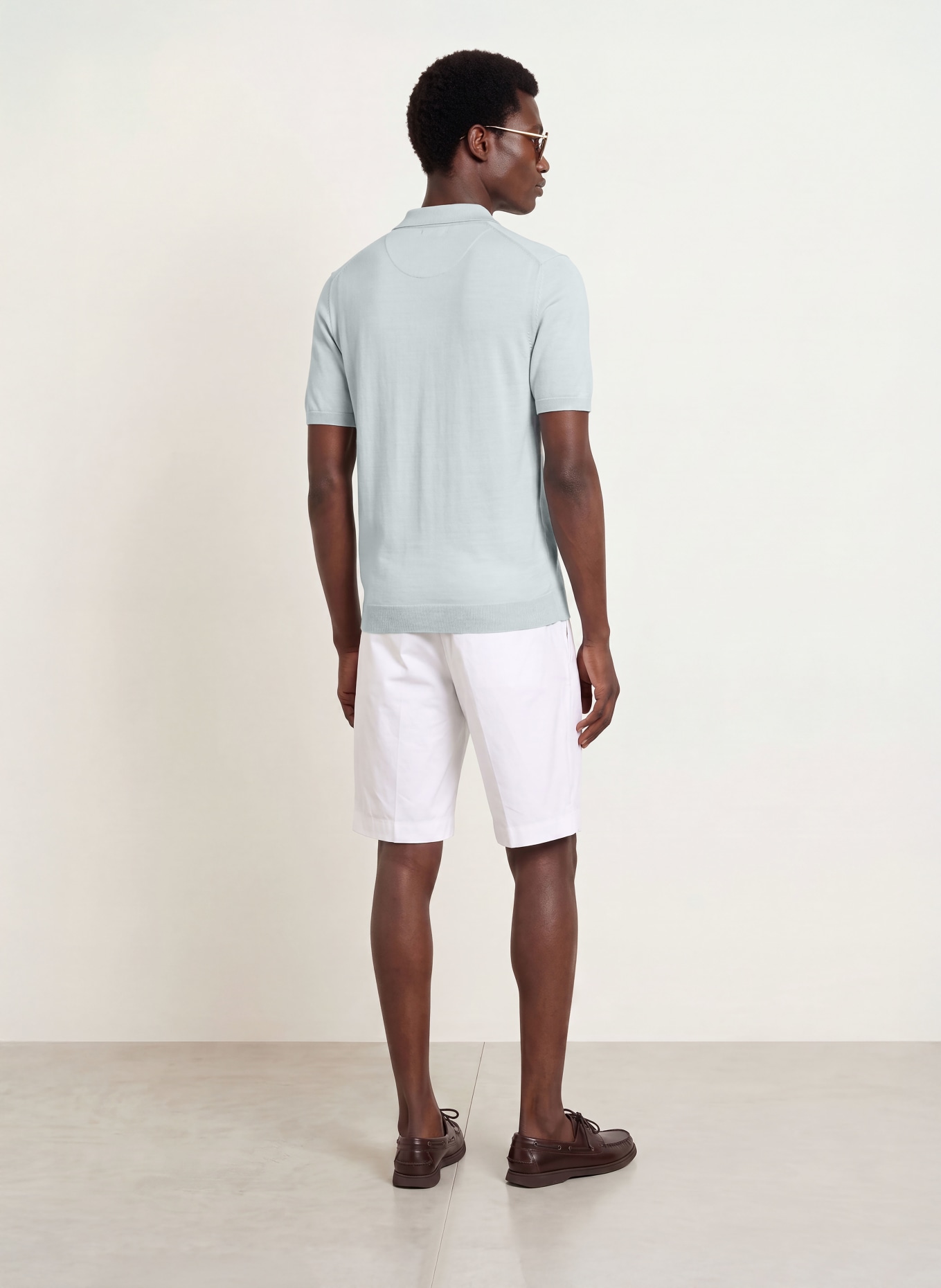 REISS Strick-Poloshirt DUCHIE aus Merinowolle: HELLGRAU
