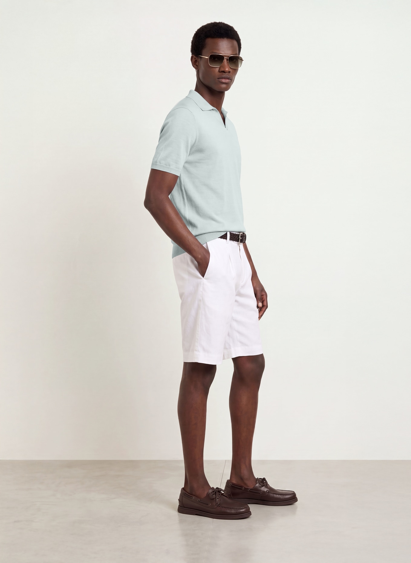 REISS Strick-Poloshirt DUCHIE aus Merinowolle: HELLGRAU