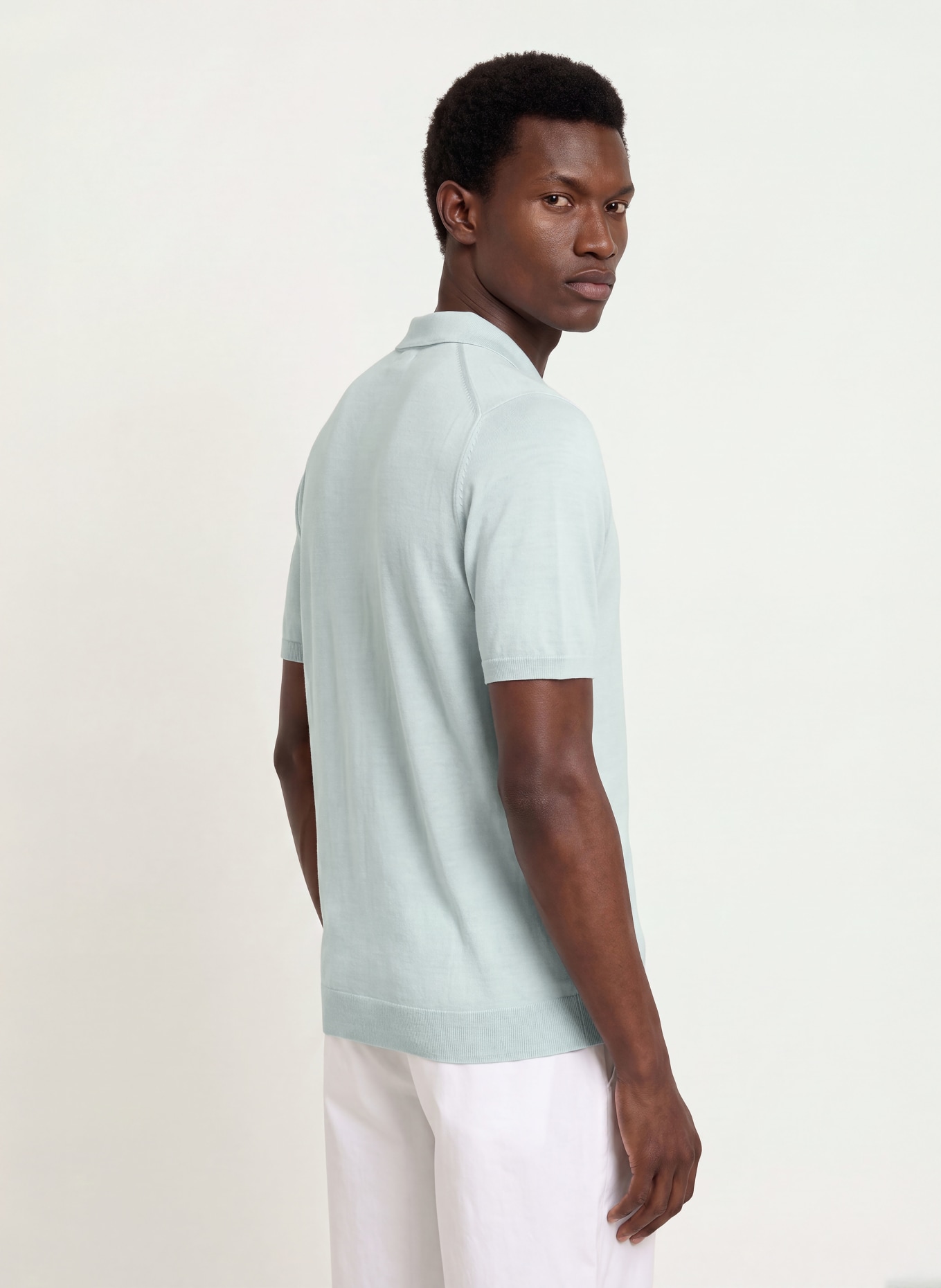 REISS Strick-Poloshirt DUCHIE aus Merinowolle: HELLGRAU