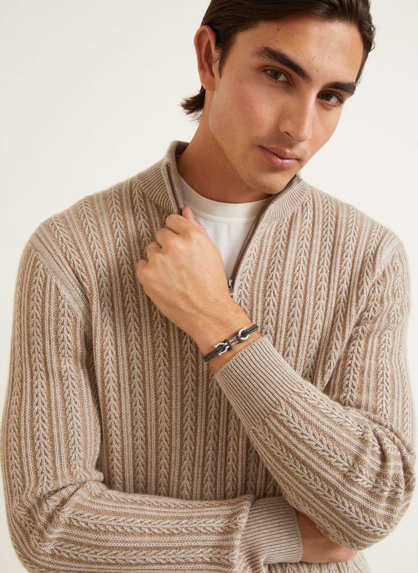 FERRAGAMO Armband: DUNKELBRAUN / SILBER