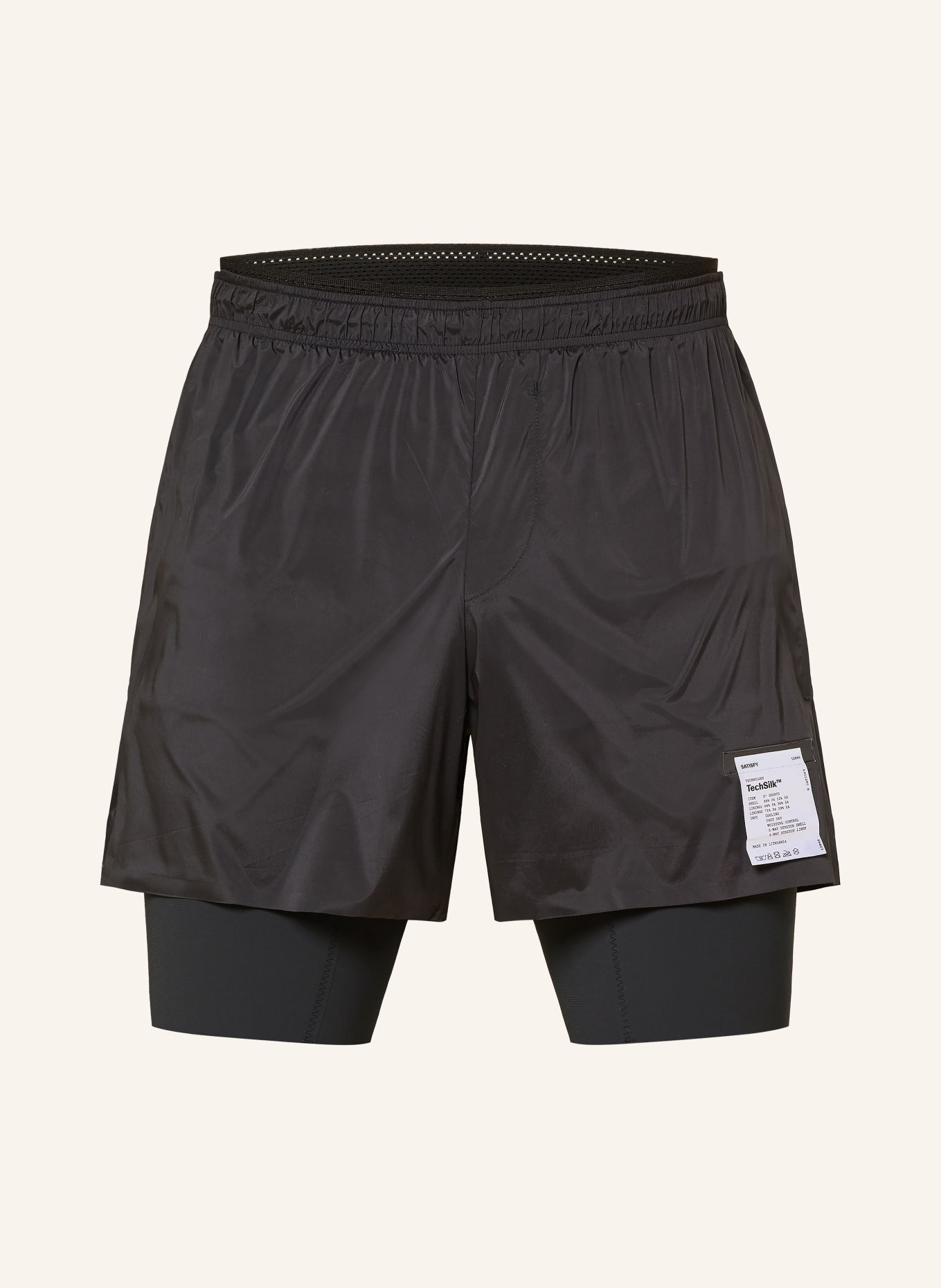 SATISFY TECHSILK™ 2-in-1 running shorts: BLACK