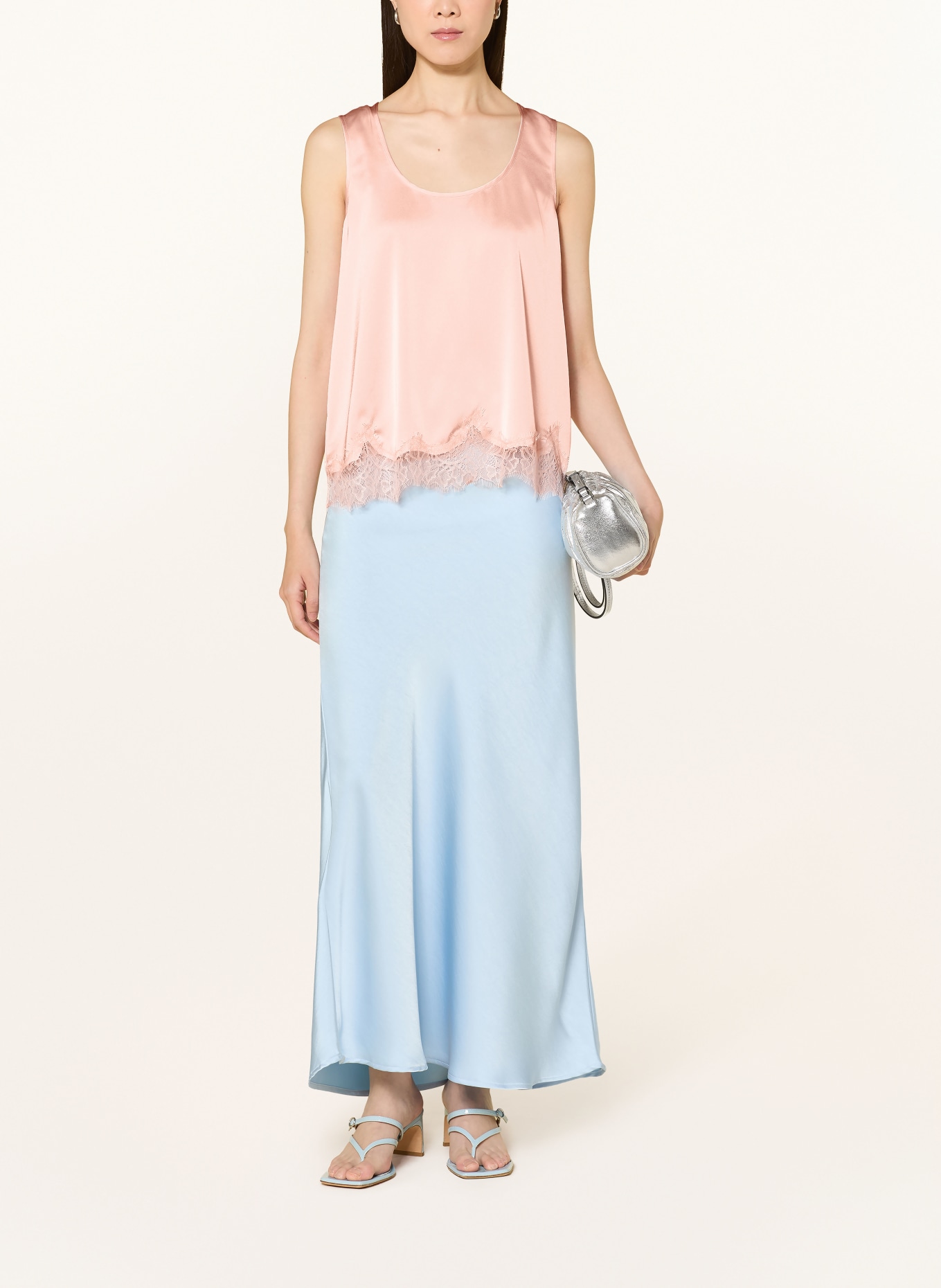 Rich & Royal Satintop mit Spitze: HELLROSA
