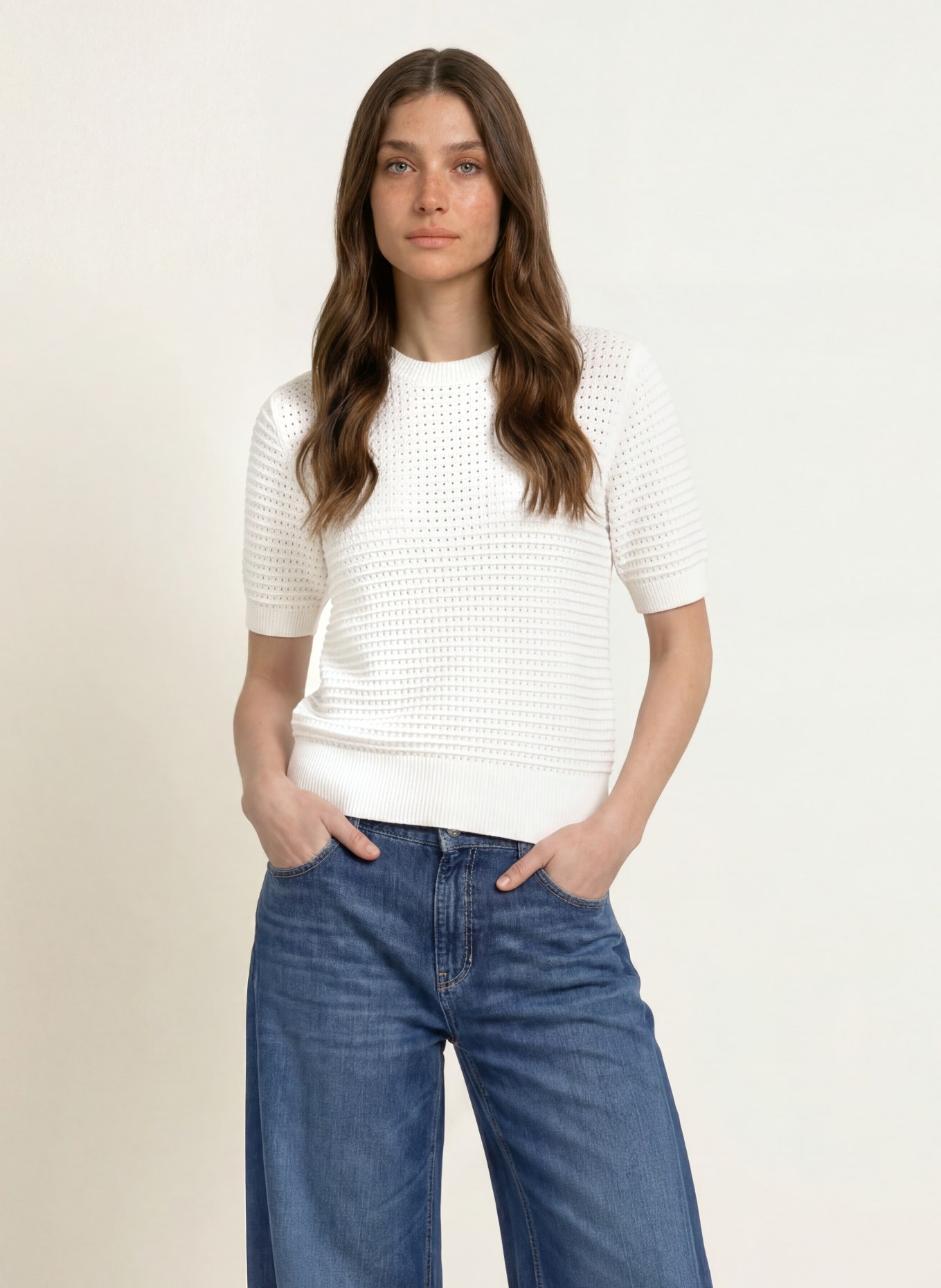 HOBBS Gebreid shirt LEAH: CRÈME