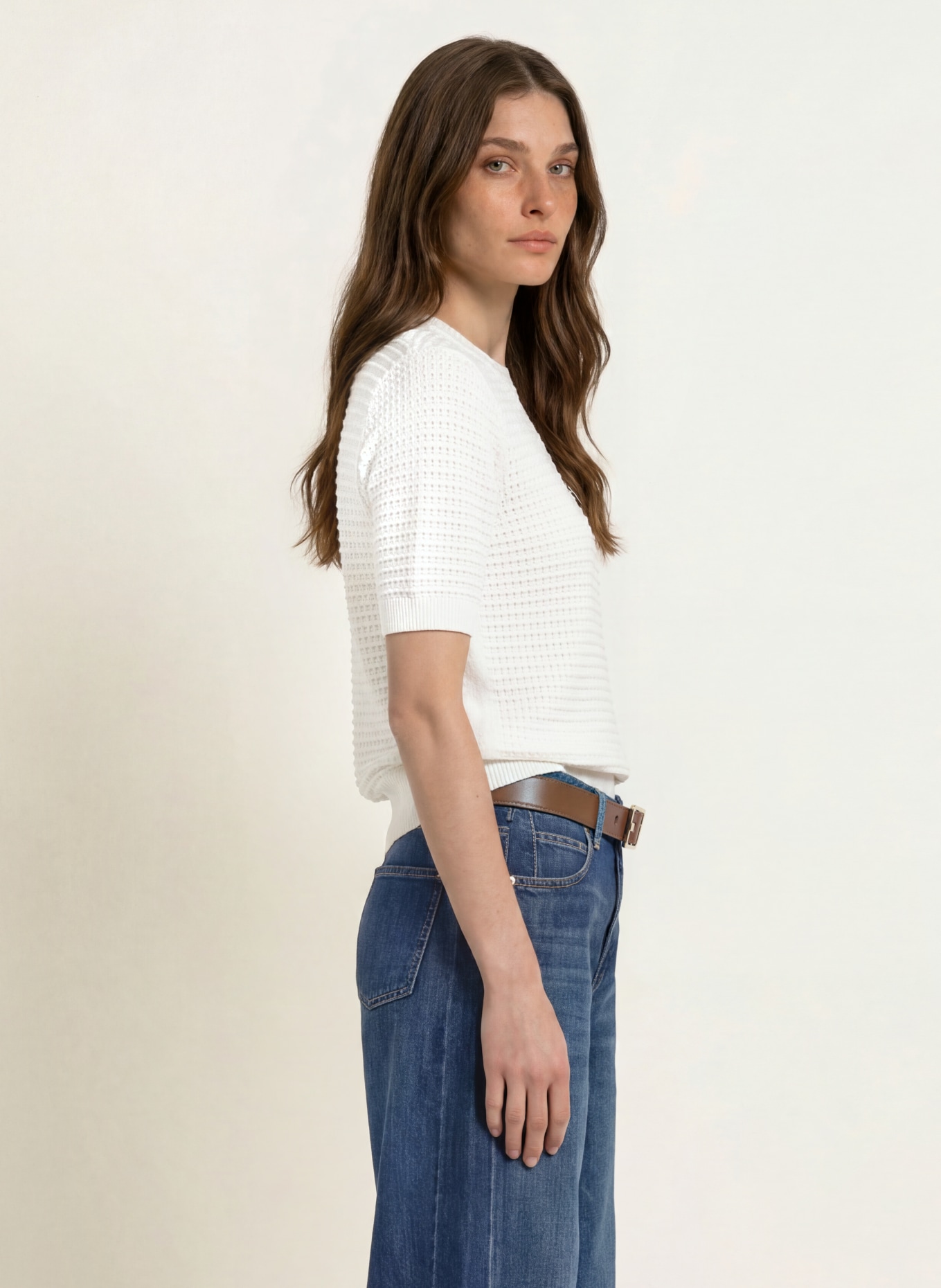 HOBBS Gebreid shirt LEAH: CRÈME