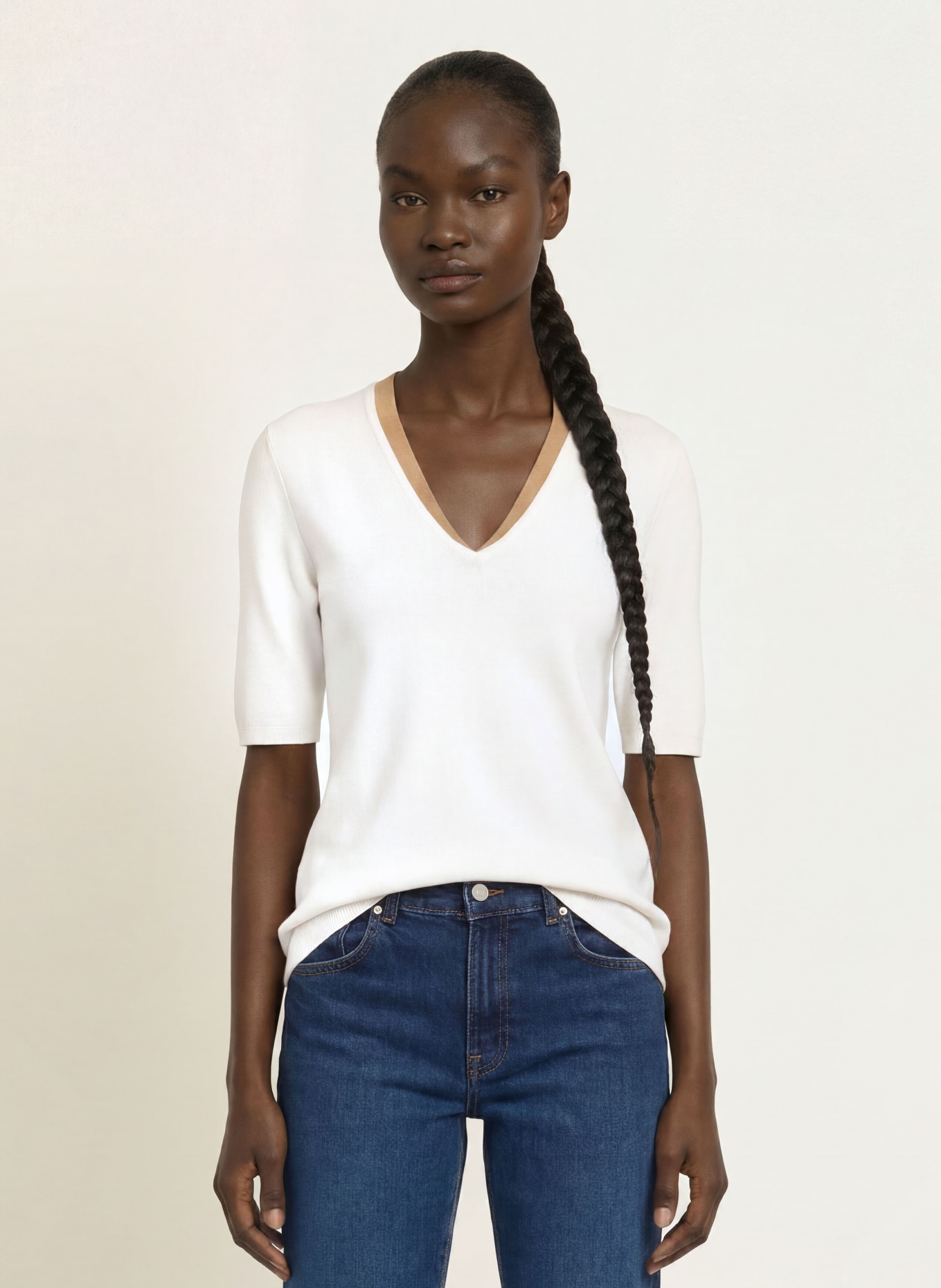 HOBBS Strickshirt SCARLETT: CREME / COGNAC
