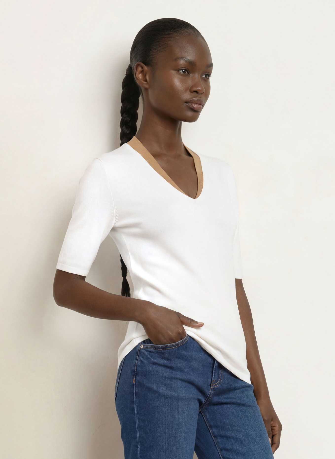 HOBBS Strickshirt SCARLETT: CREME / COGNAC