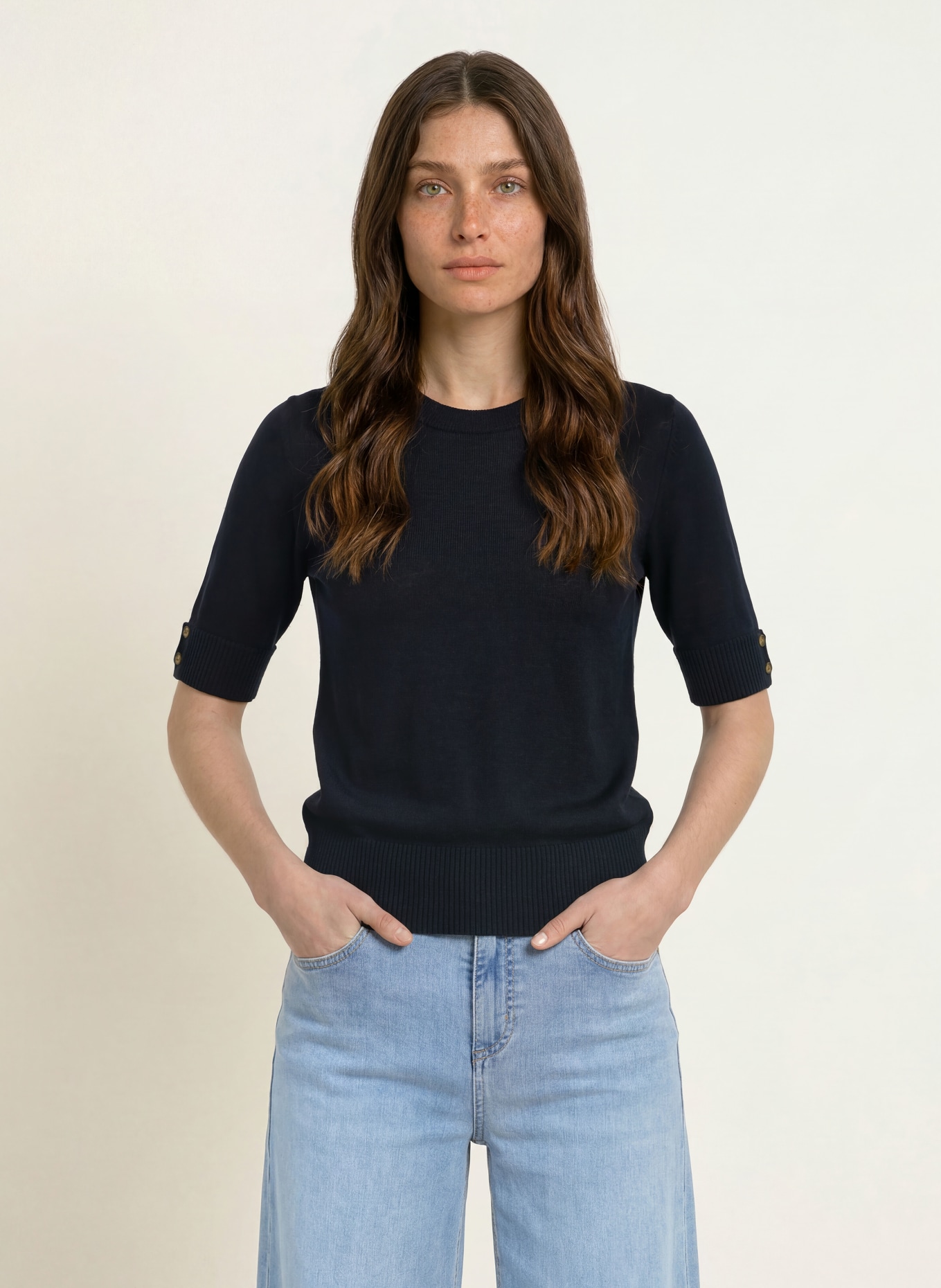 HOBBS Tricou tricotat LEANNE: ALBASTRU ÎNCHIS