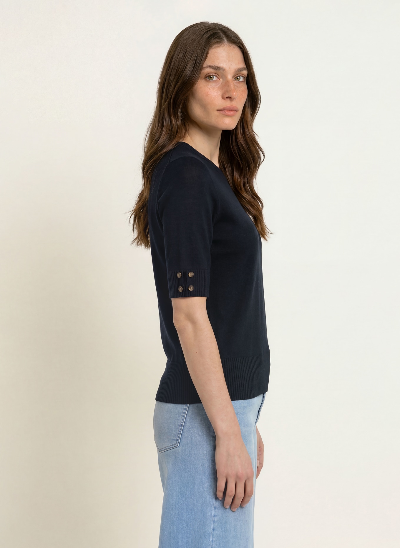 HOBBS Tricou tricotat LEANNE: ALBASTRU ÎNCHIS