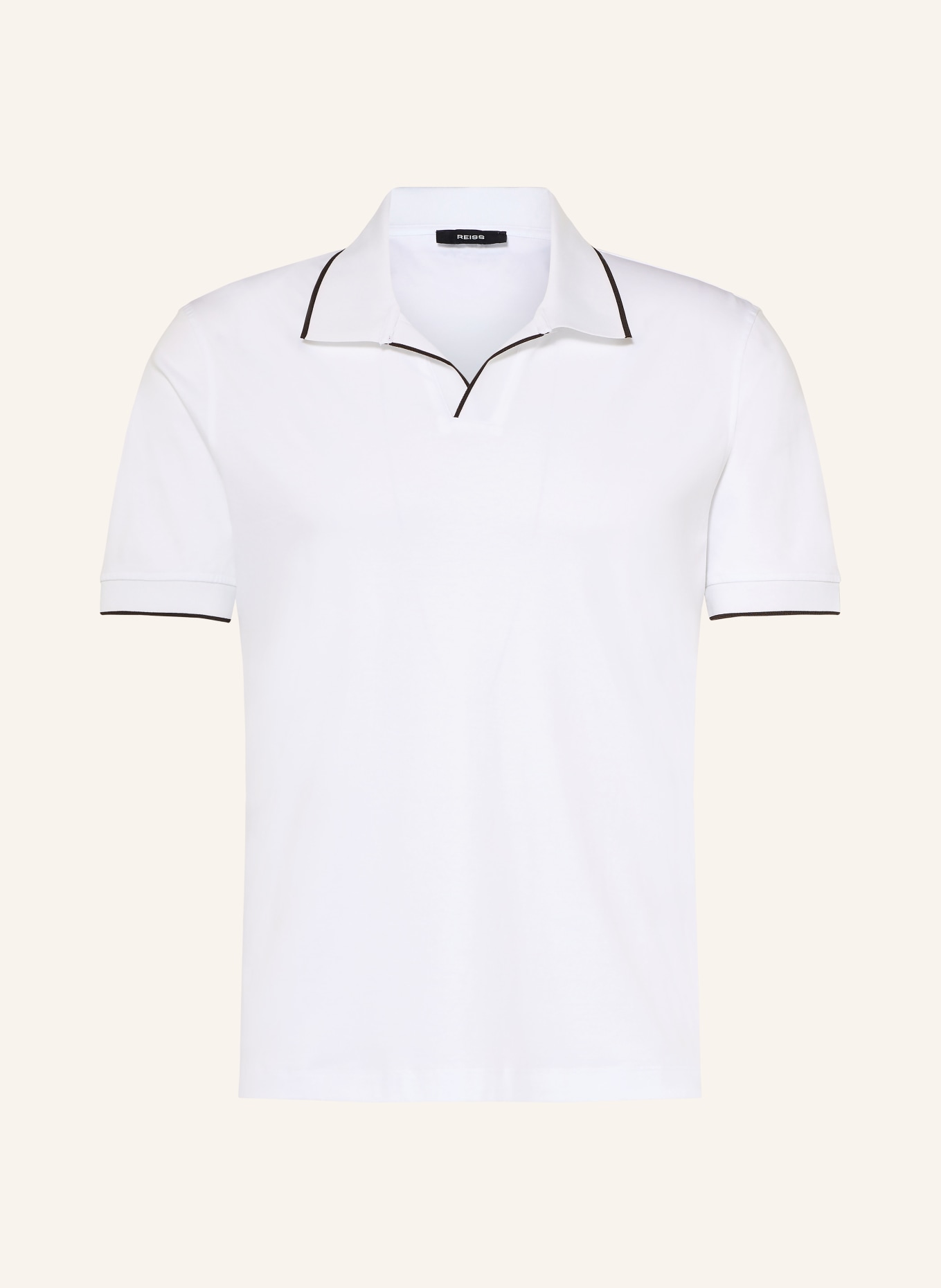 REISS NICO Jersey polo shirt: WHITE / BLACK