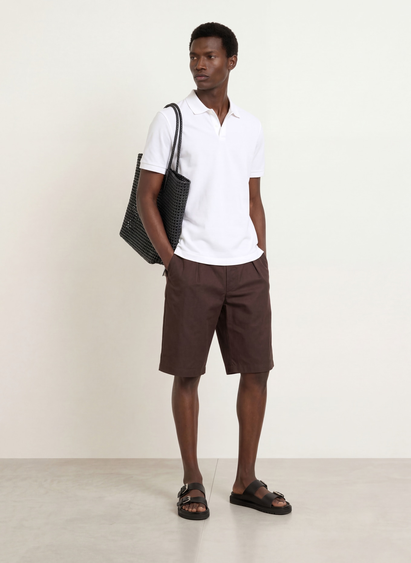 REISS NICO Jersey polo shirt: WHITE / BLACK