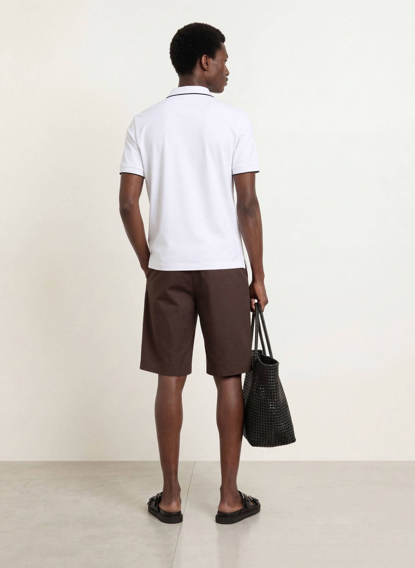 REISS NICO Jersey polo shirt: WHITE / BLACK