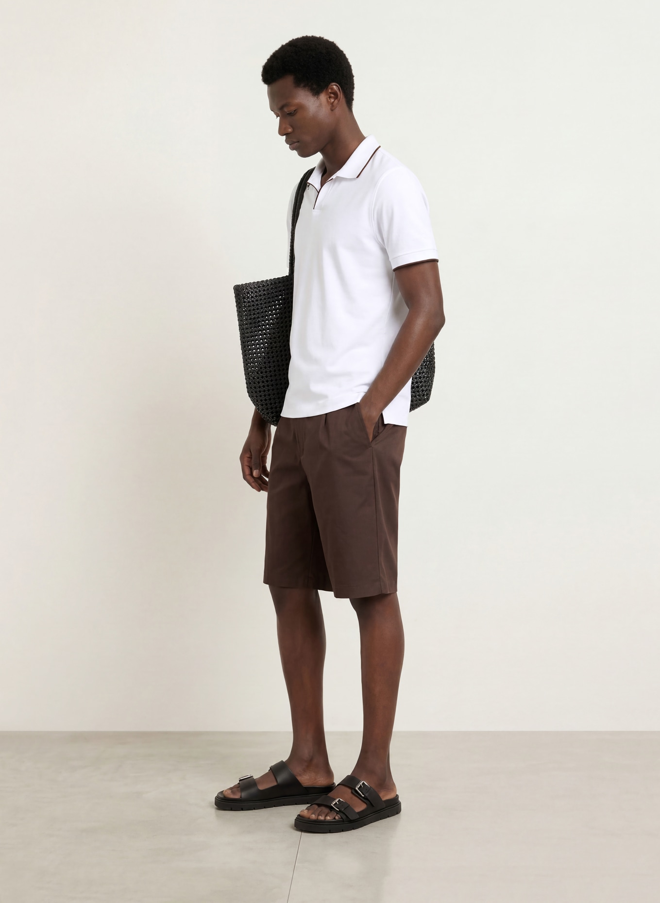 REISS NICO Jersey polo shirt: WHITE / BLACK