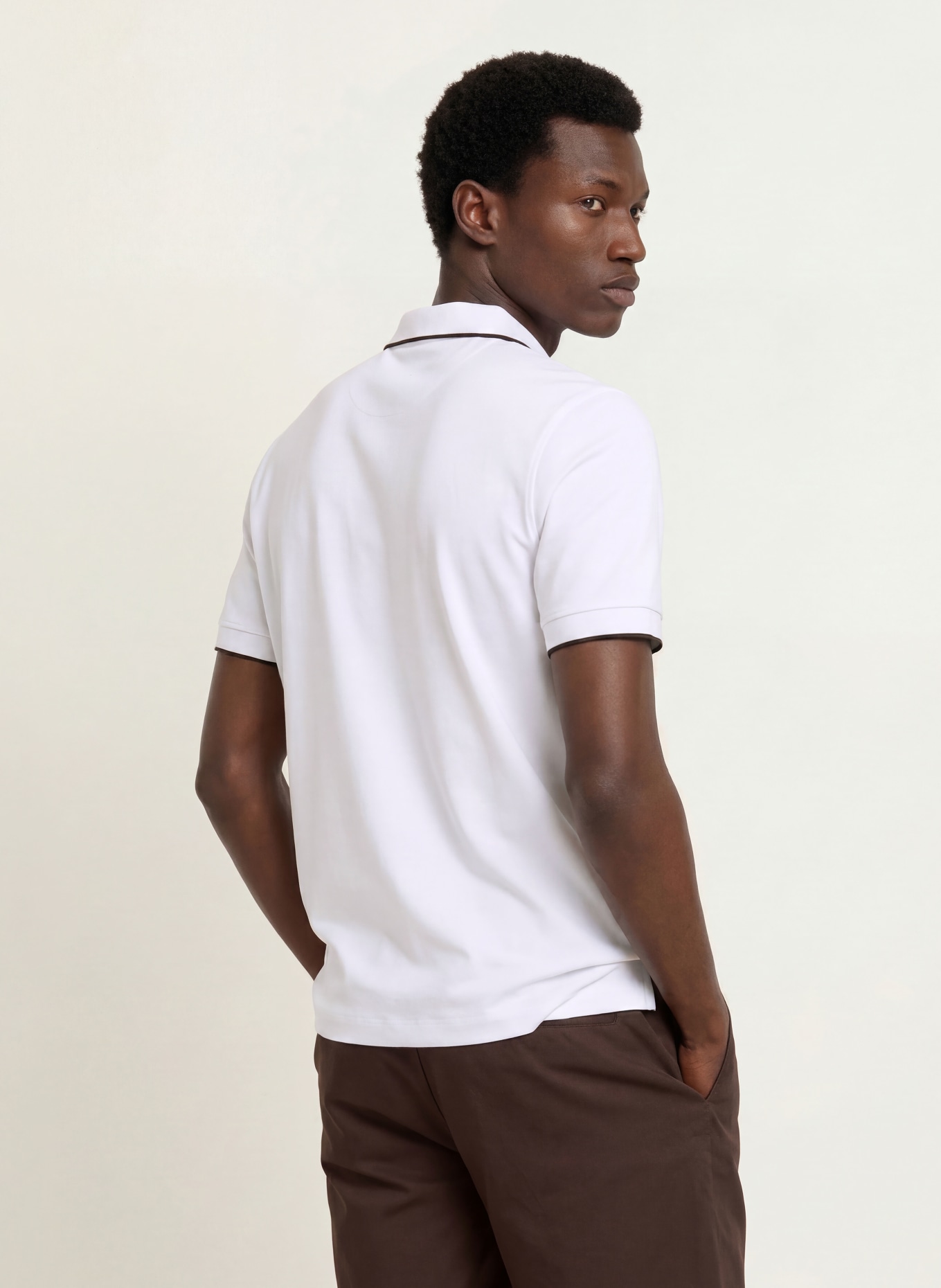 REISS NICO Jersey polo shirt: WHITE / BLACK