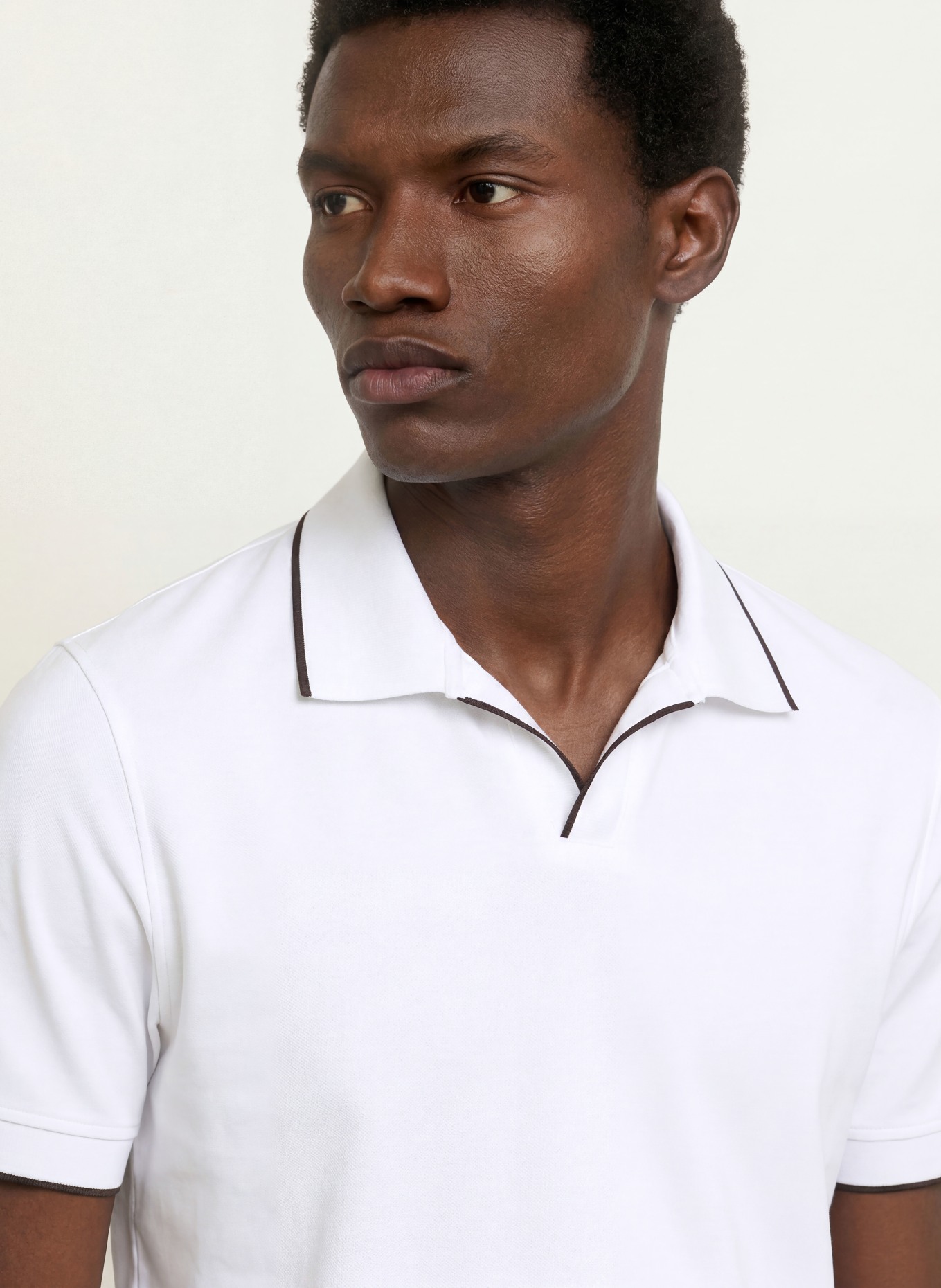 REISS NICO Jersey polo shirt: WHITE / BLACK