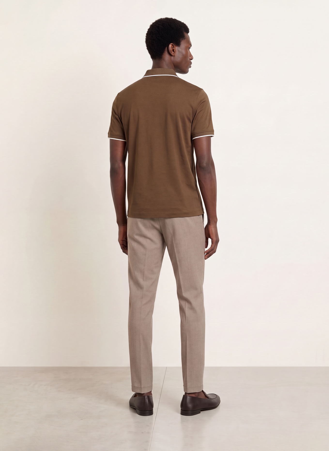 REISS Jersey-Poloshirt NICO: BRAUN / WEISS