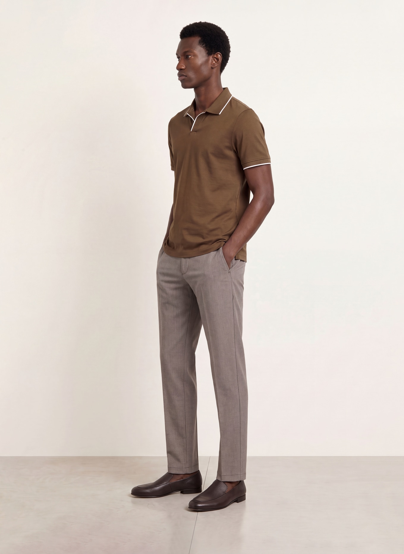 REISS Jersey-Poloshirt NICO: BRAUN / WEISS