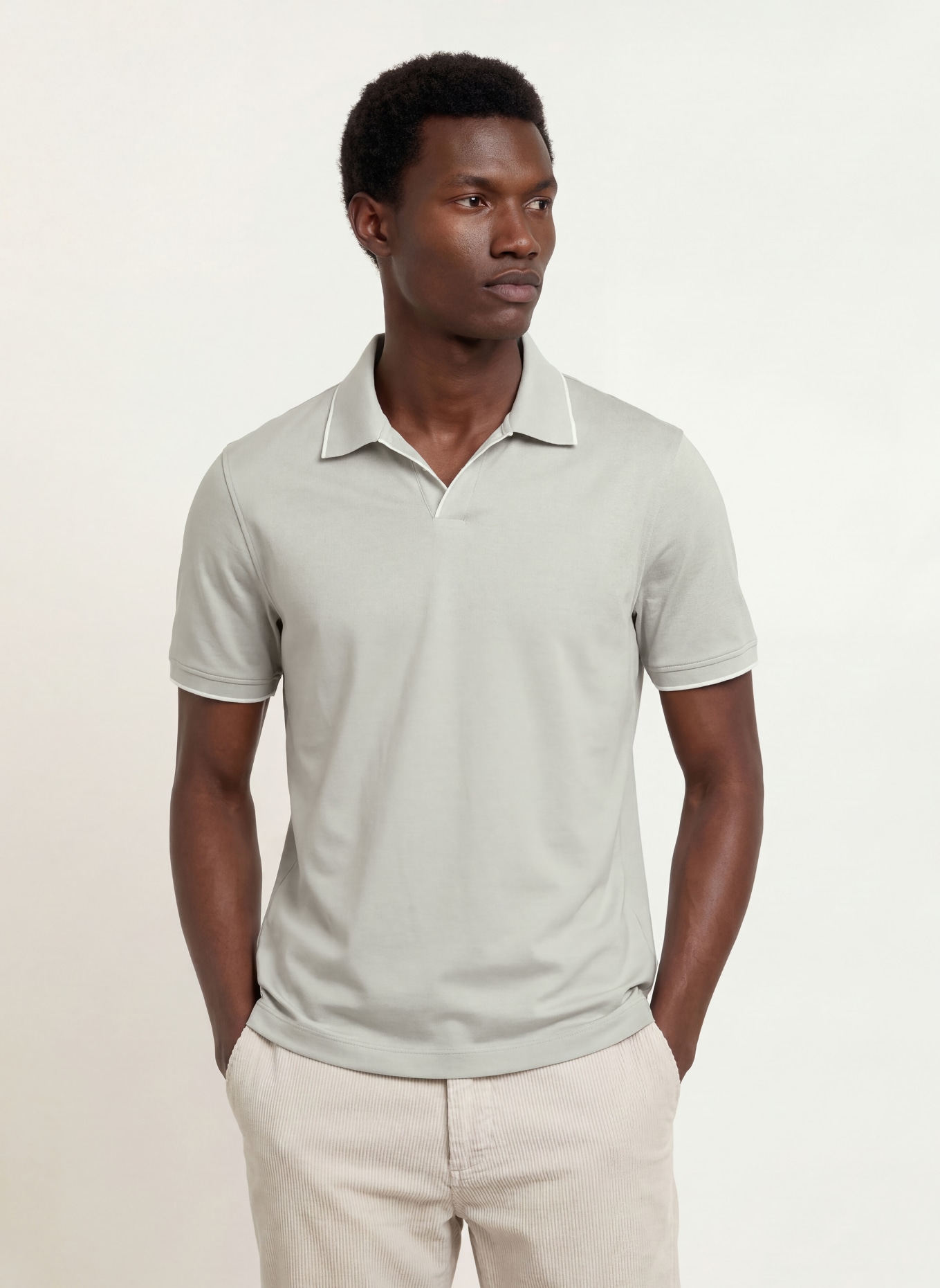 REISS NICO Jersey polo shirt: LIGHT GREEN / WHITE