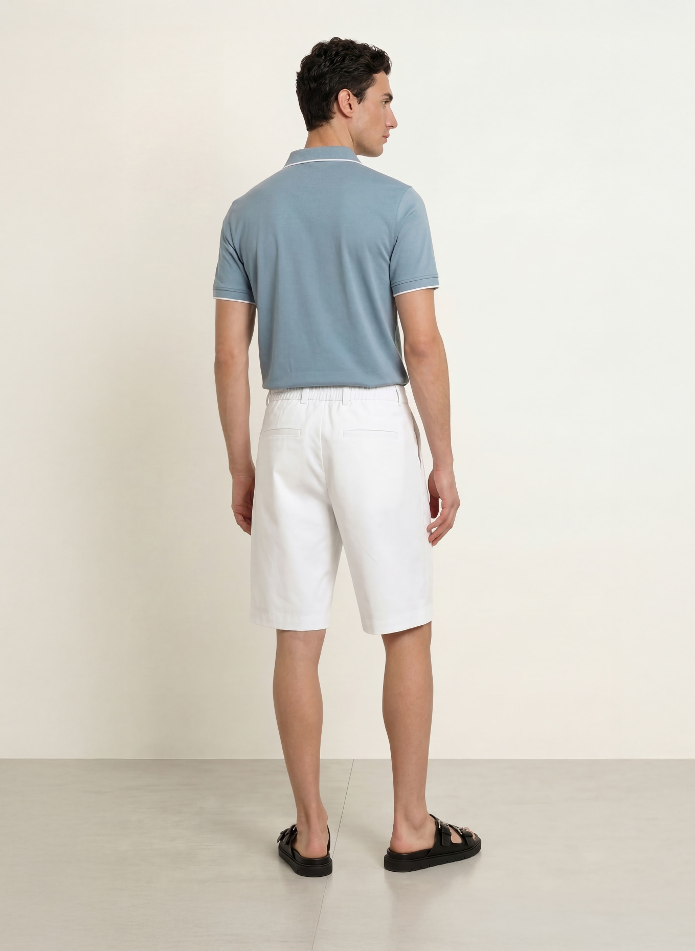 REISS Tricou polo din jersey NICO: ALBASTRU-CENUȘIU / ALB