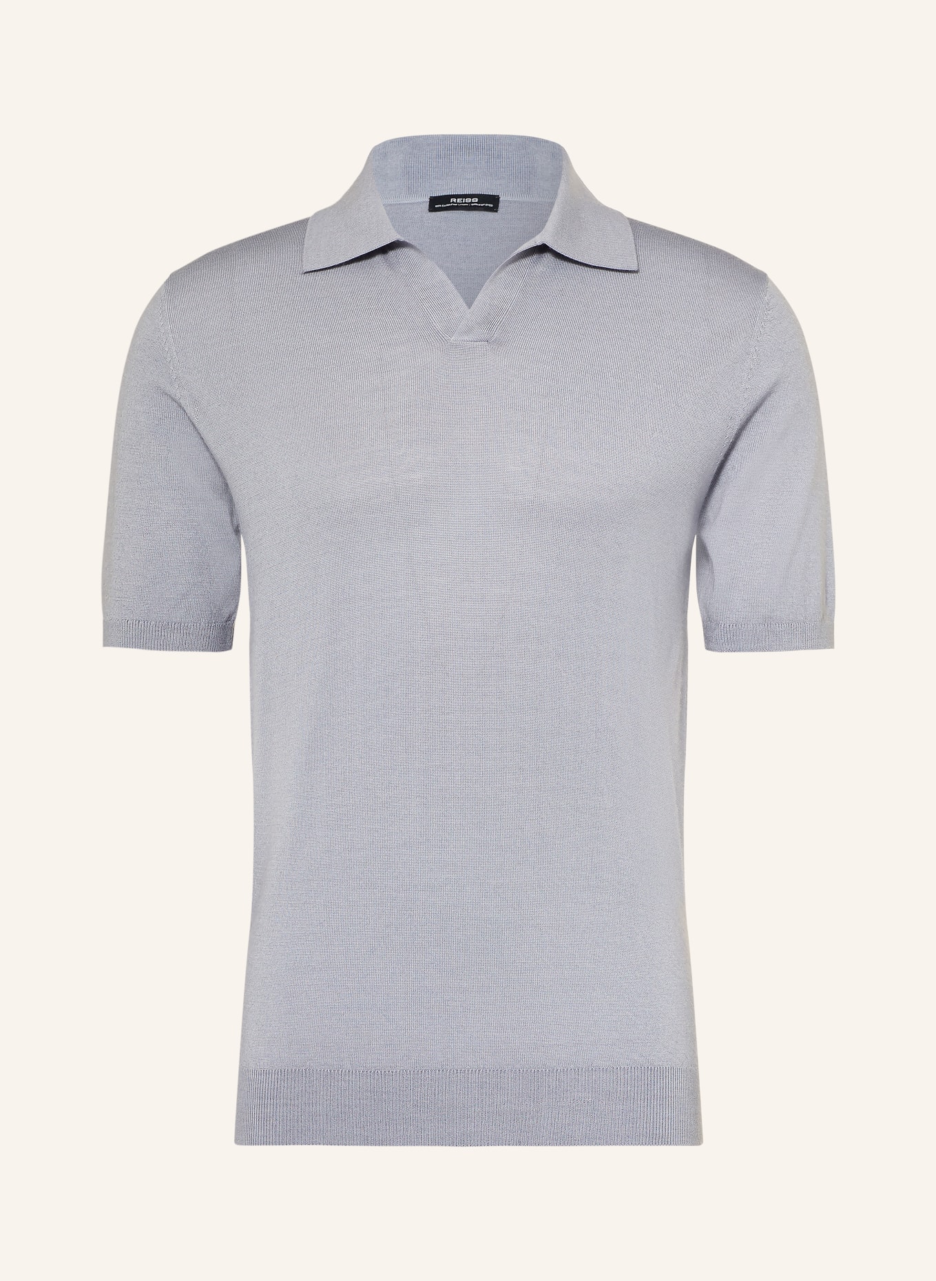 REISS Knit polo shirt ROOK: LIGHT BLUE