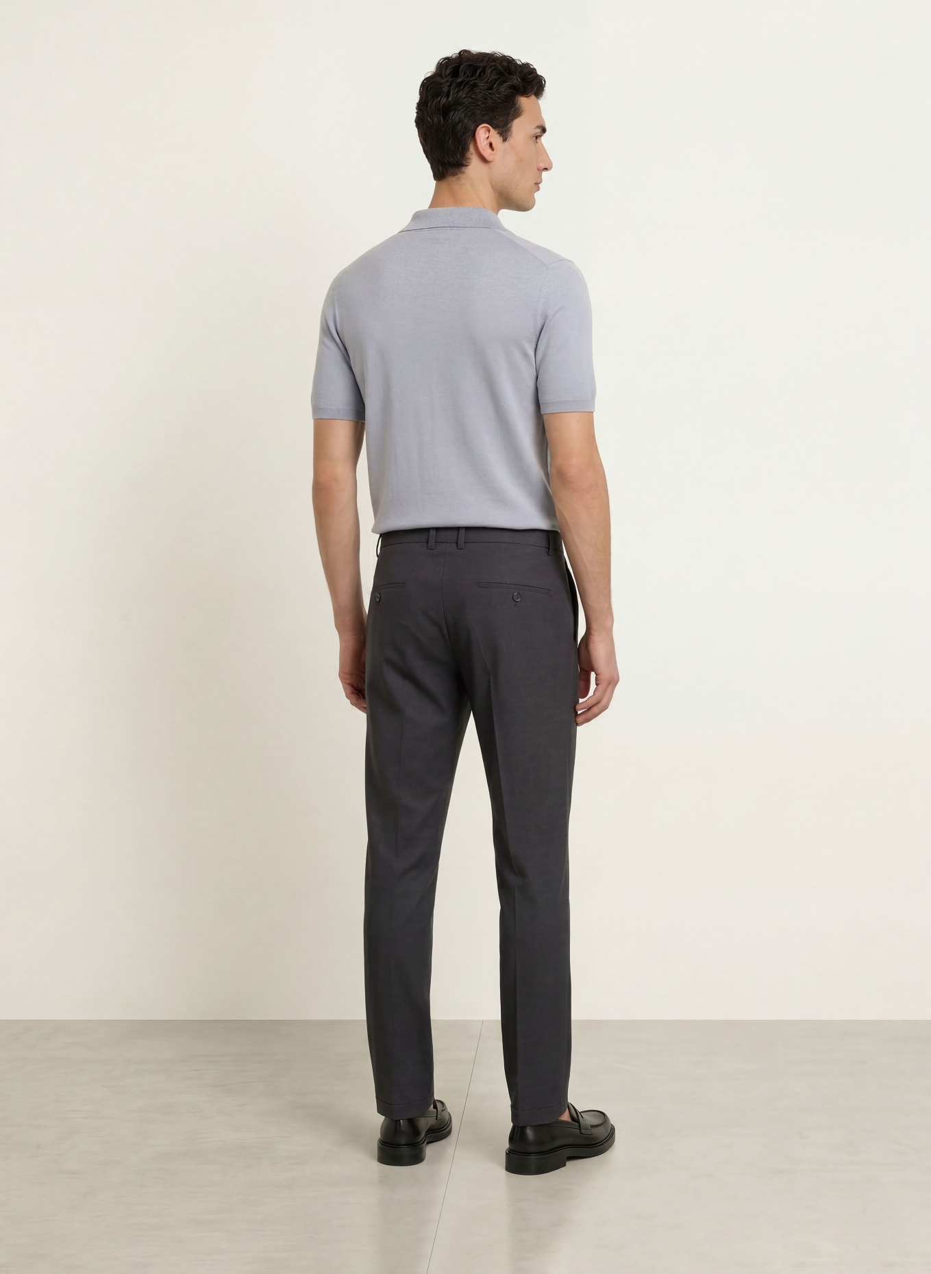 REISS Knit polo shirt ROOK: LIGHT BLUE