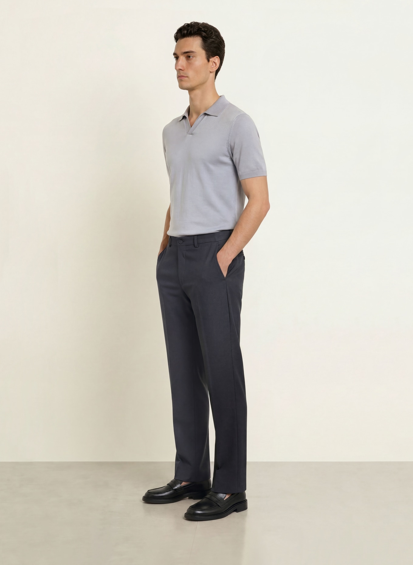 REISS Knit polo shirt ROOK: LIGHT BLUE