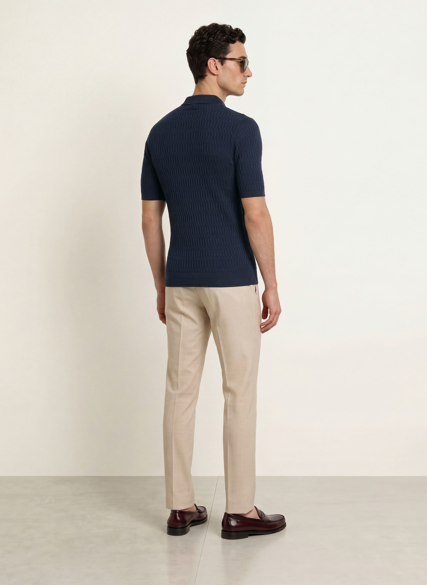 REISS Polo en maille ERA: BLEU FONCÉ