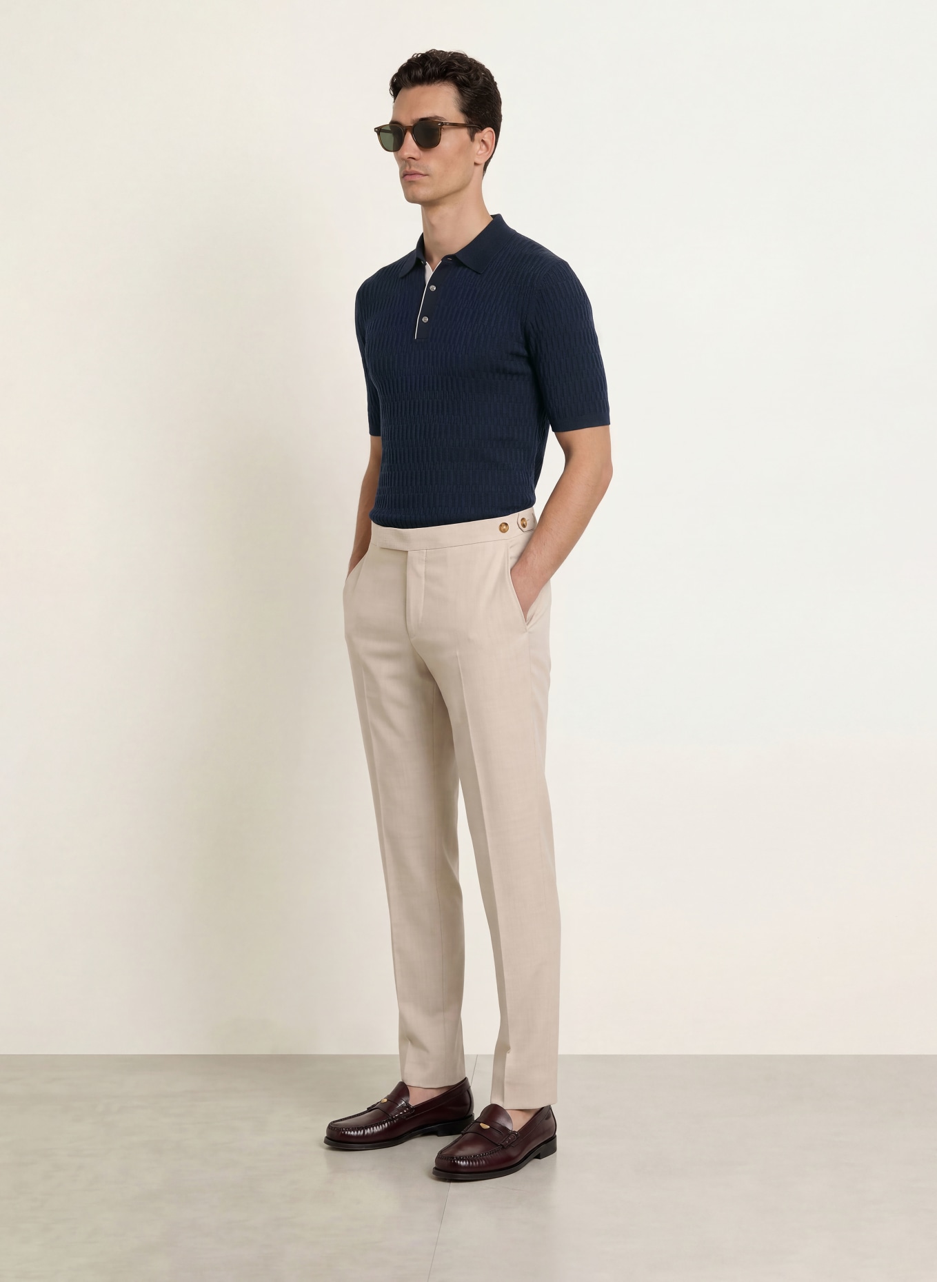 REISS Polo en maille ERA: BLEU FONCÉ