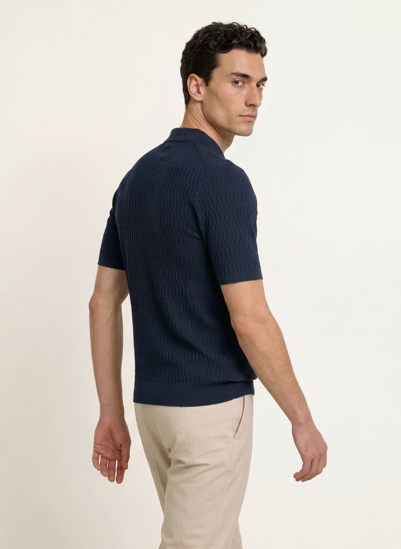 REISS Polo en maille ERA: BLEU FONCÉ