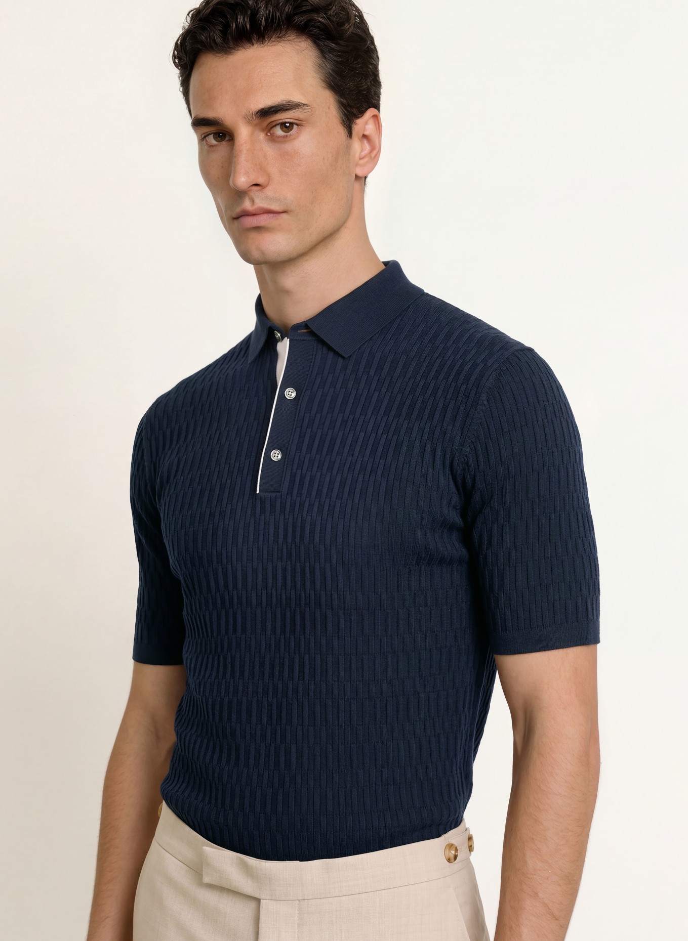 REISS Polo en maille ERA: BLEU FONCÉ