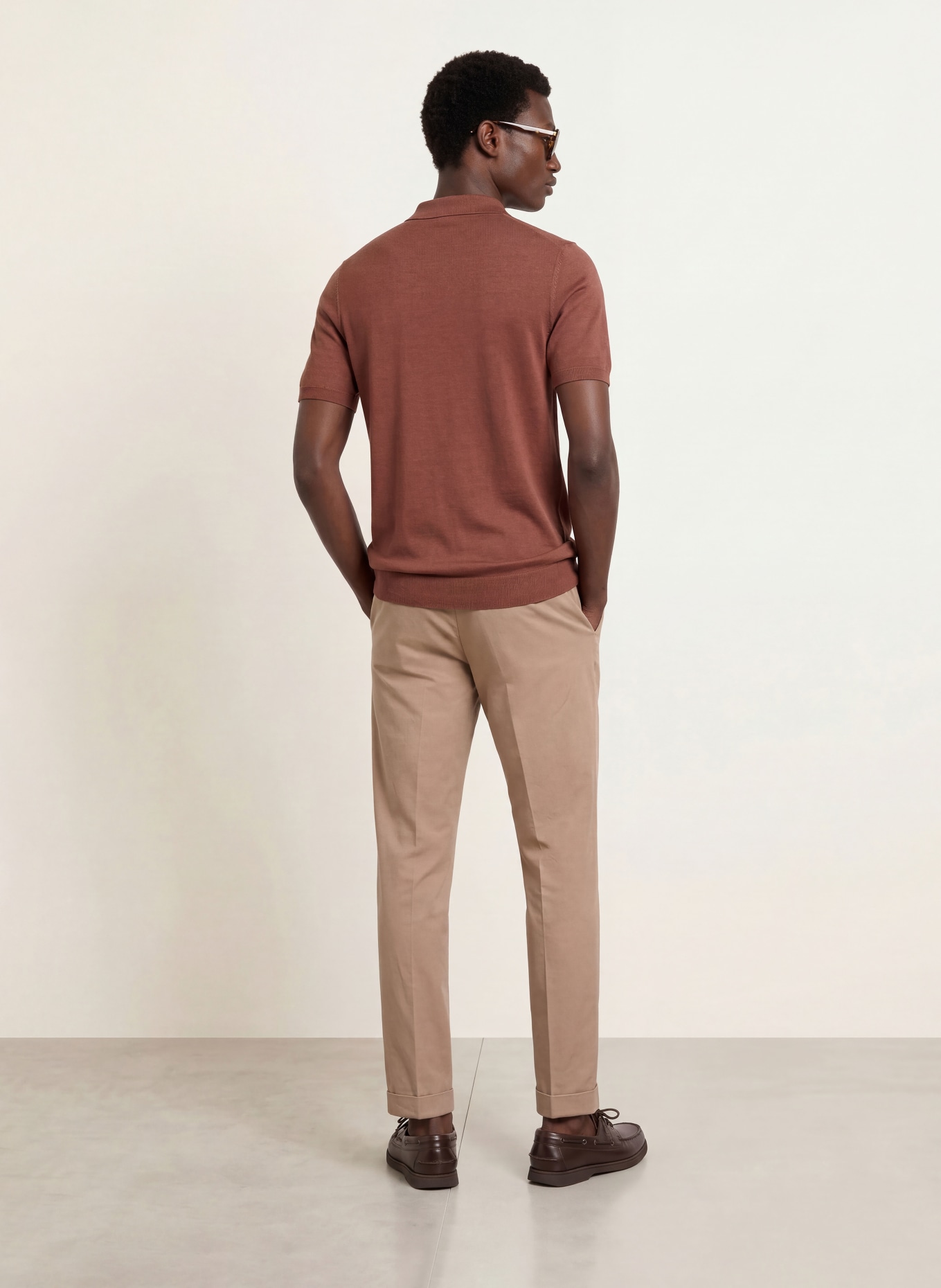 REISS Polo en maille JACKDAW en laine mérinos: ROSÉ