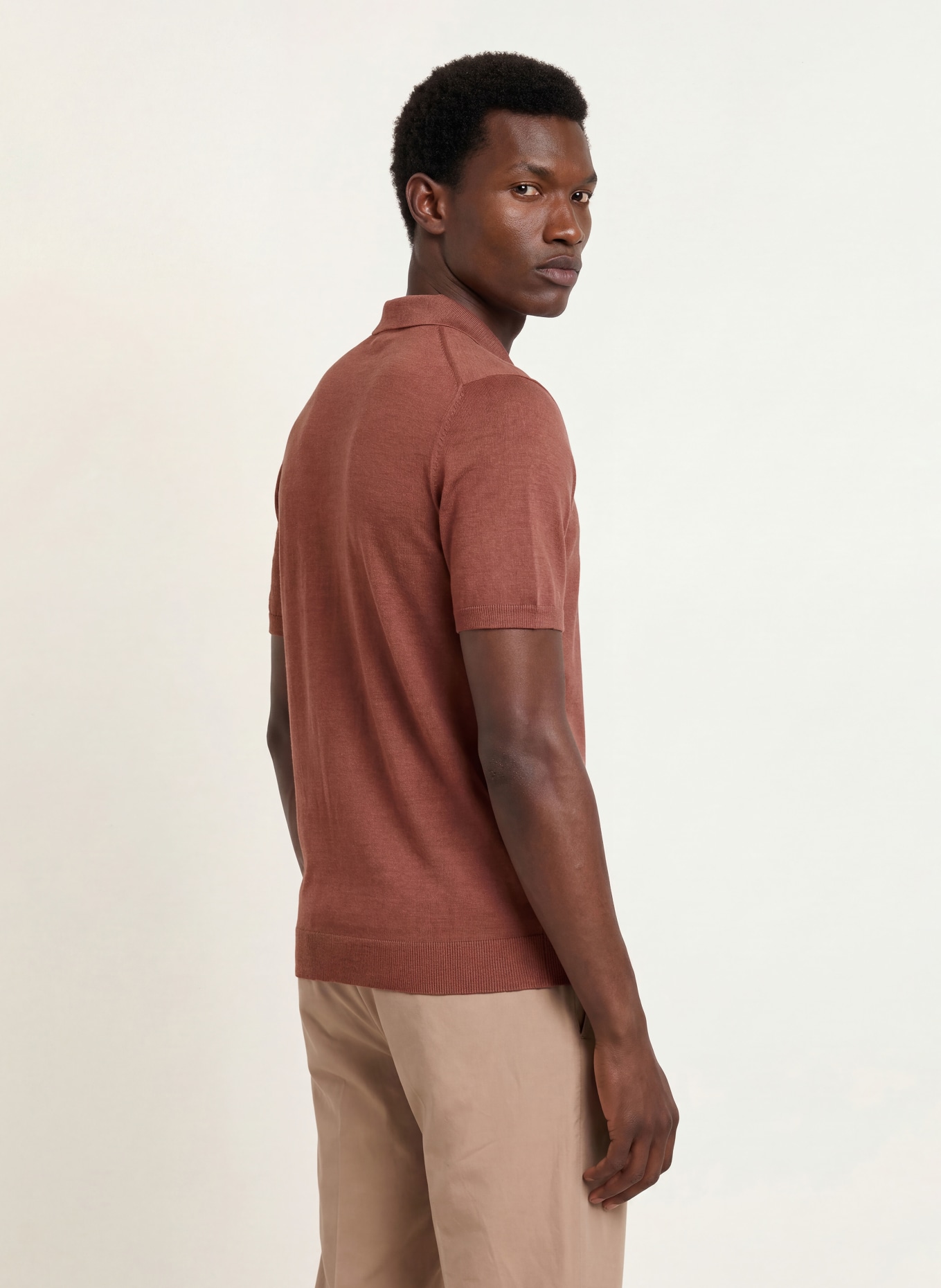 REISS Polo en maille JACKDAW en laine mérinos: ROSÉ