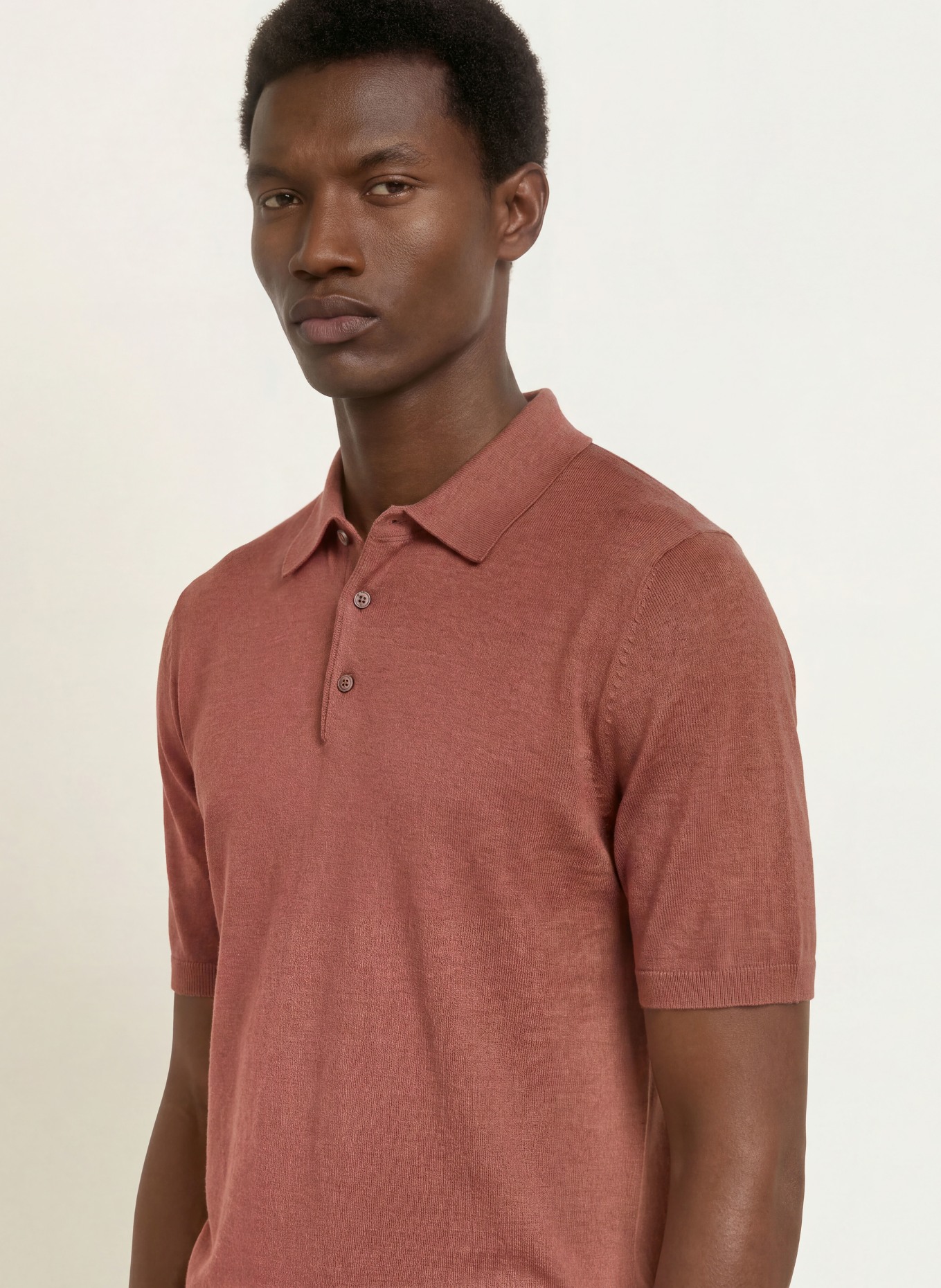 REISS Polo en maille JACKDAW en laine mérinos: ROSÉ