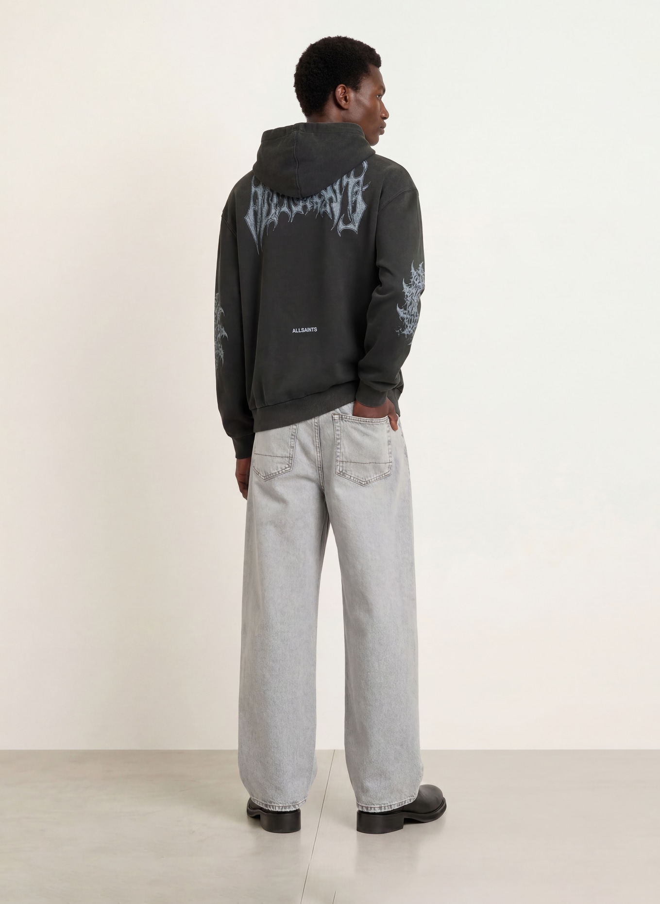 ALLSAINTS Hoodie HELVETTE: SVART / LJUSGRÅ