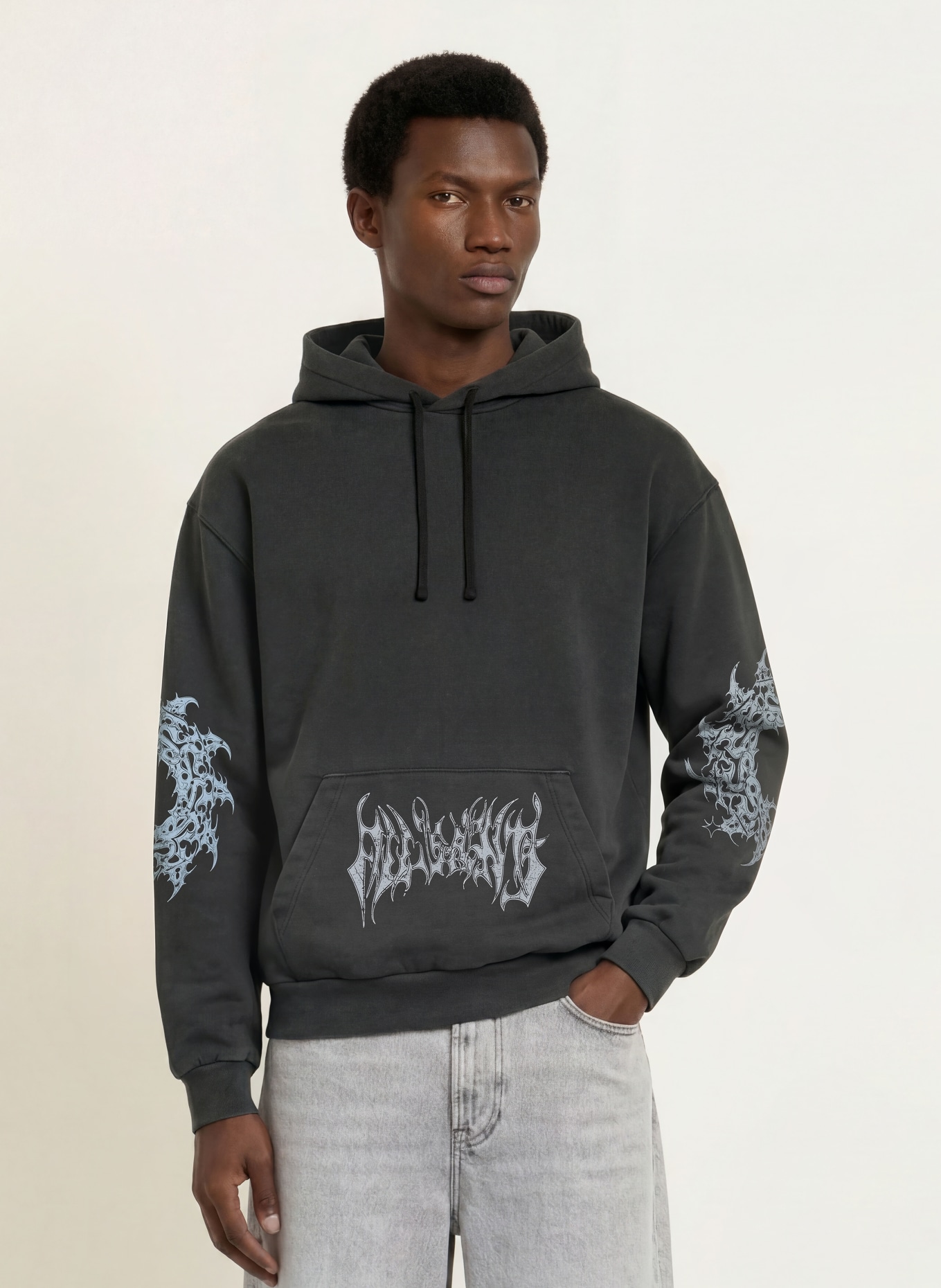 ALLSAINTS Hoodie HELVETTE: SVART / LJUSGRÅ