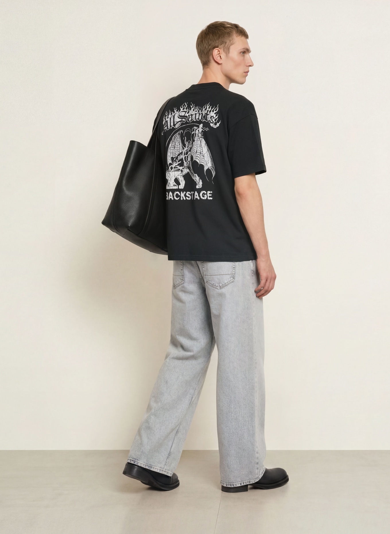 ALLSAINTS T-shirt oversize REPEAT: NOIR / BLANC